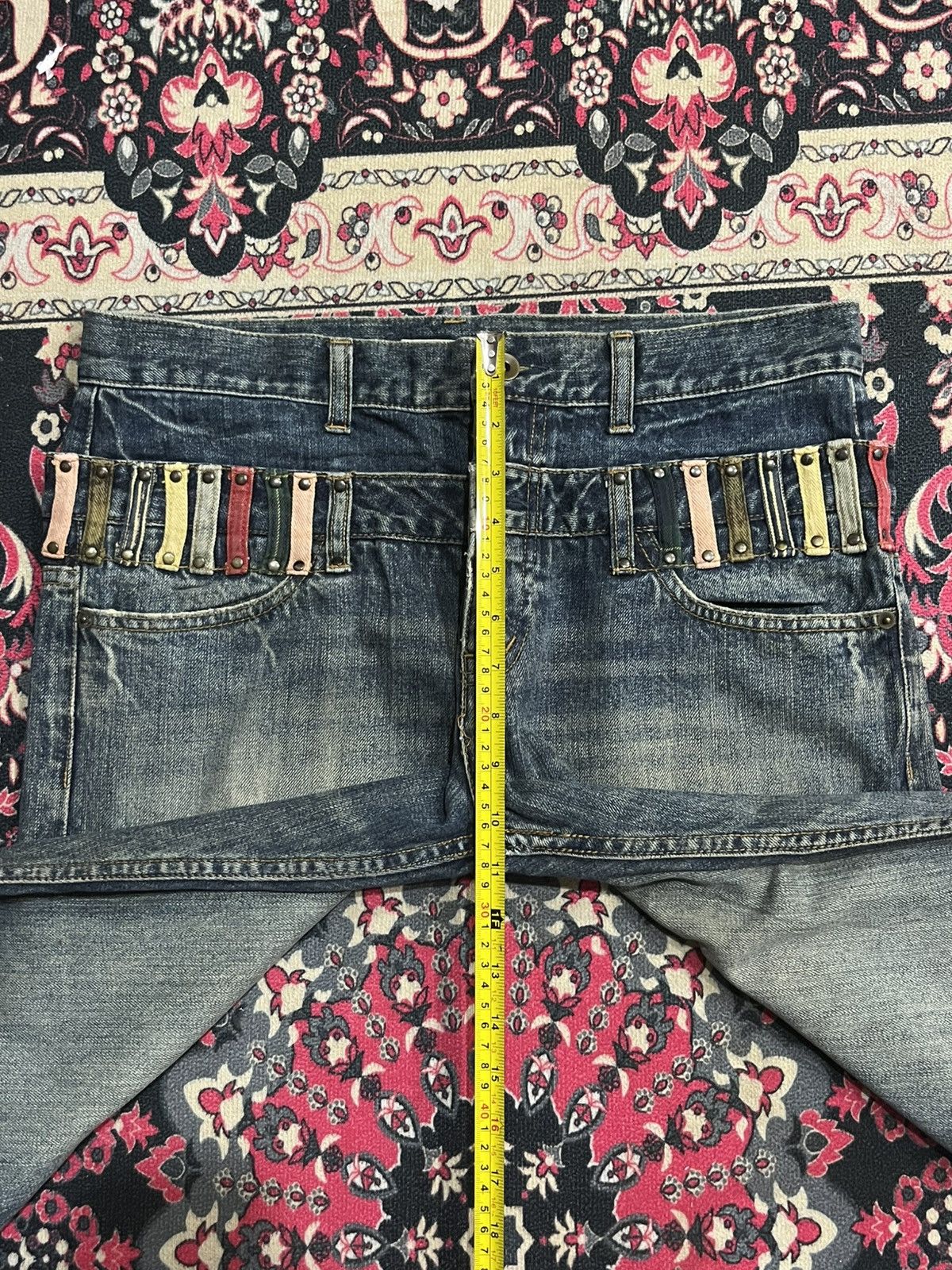 No Faith Studios Japanese Brand Bobson Double Waist Blue Washed Jeans Size US 33 - 12 Thumbnail