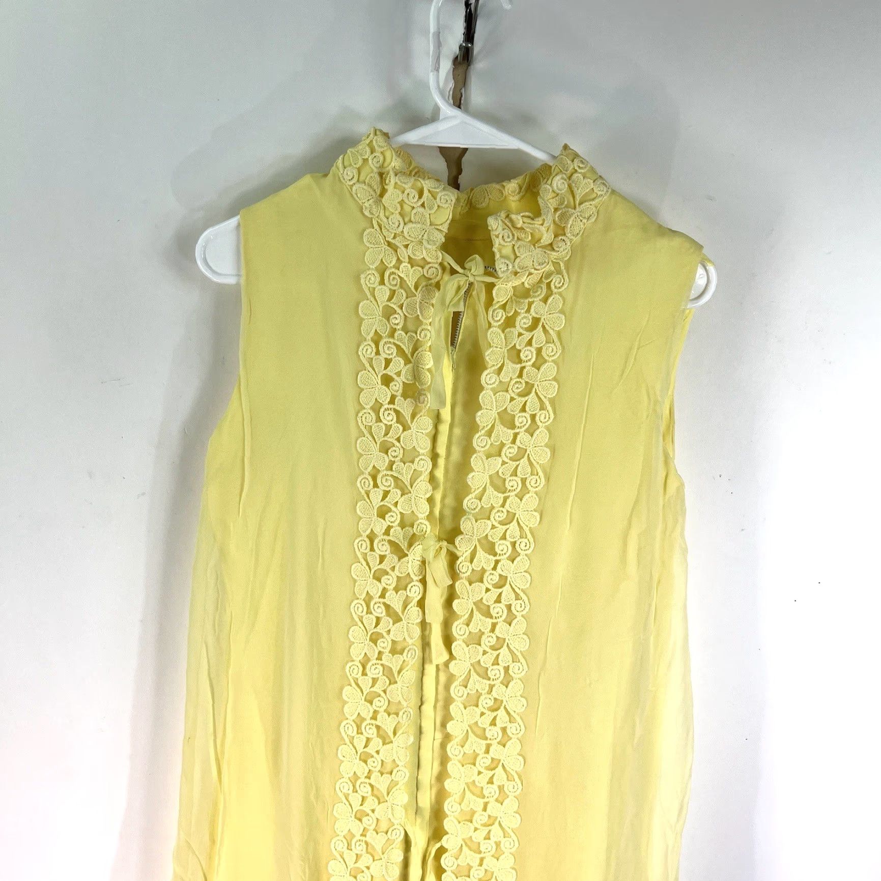 Vintage VINTAGE True Vintage 1960s Lemon Yellow Beaded Chiffon Slip Smock Dress Size 9 Womens Size M / US 6-8 / IT 42-44 - 7 Thumbnail