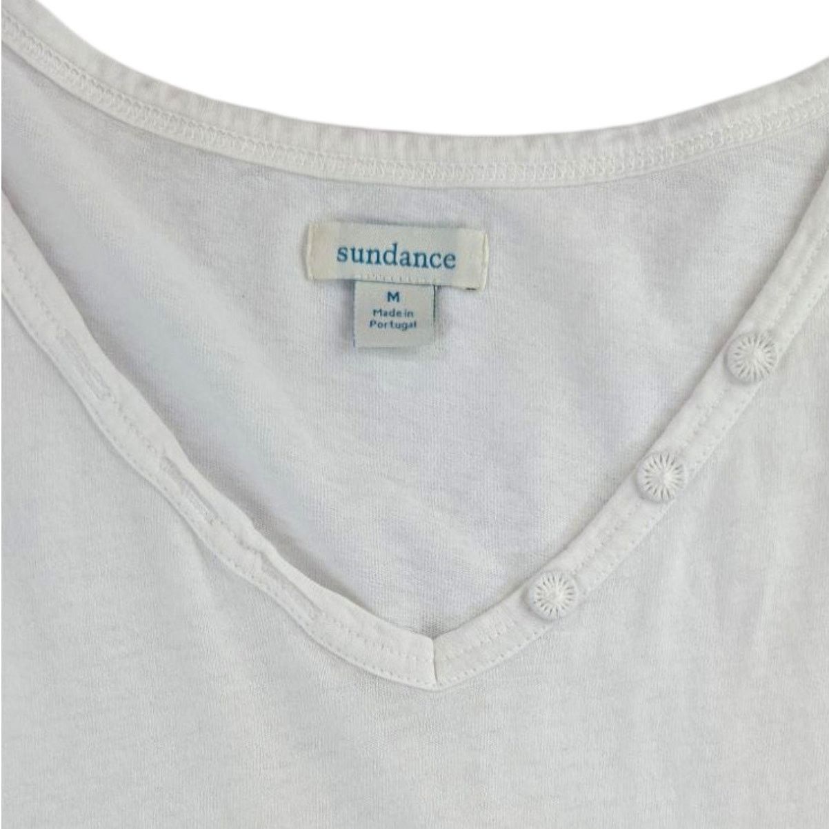 Other Sundance | White, Puff Sleeve Henley T-Shirt w/ V-Neck| Med Size M / US 6-8 / IT 42-44 - 3 Thumbnail