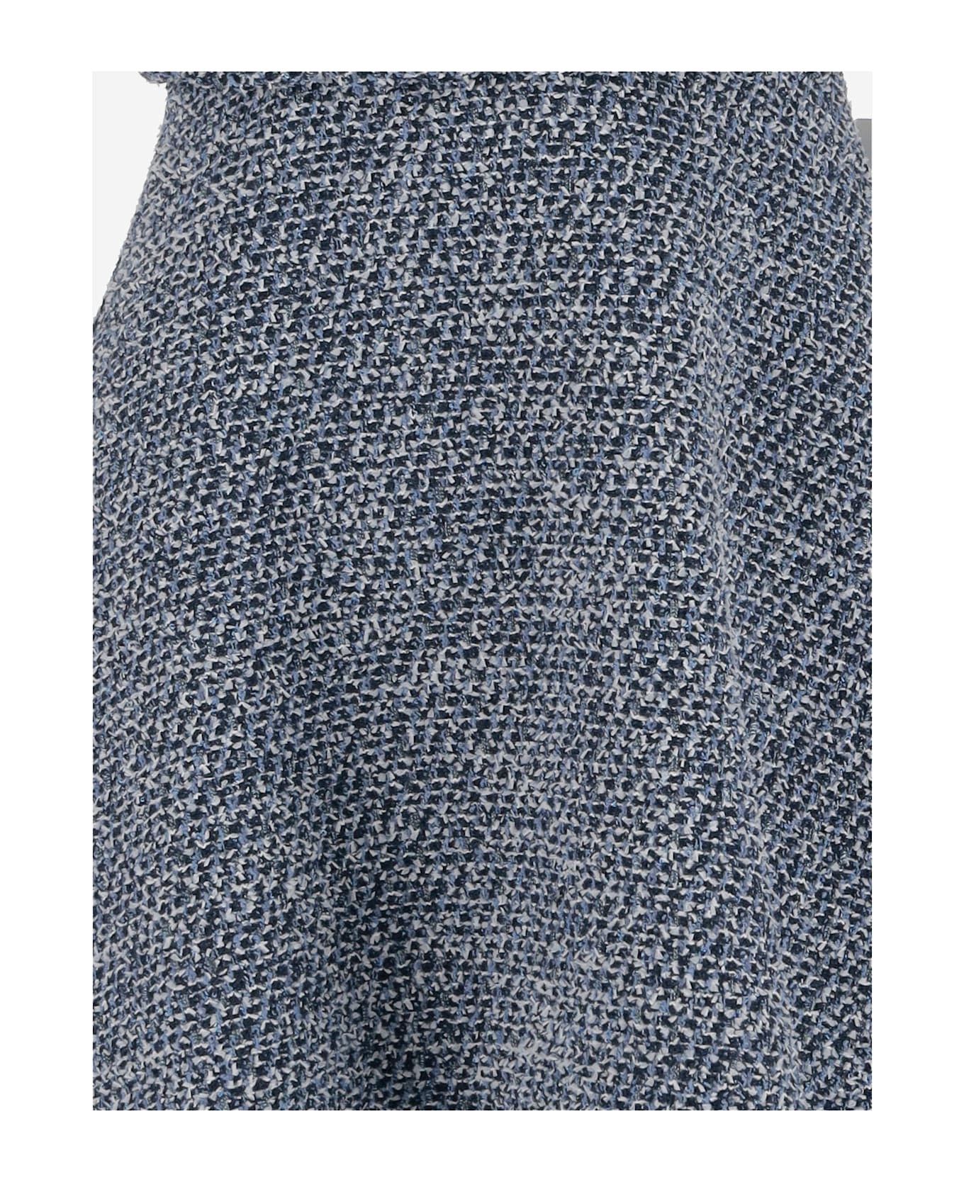 Valentino o1s1wg110525 Textured Tweed Denim Short Dress in Blue Size L / US 10 / IT 46 - 7 Thumbnail