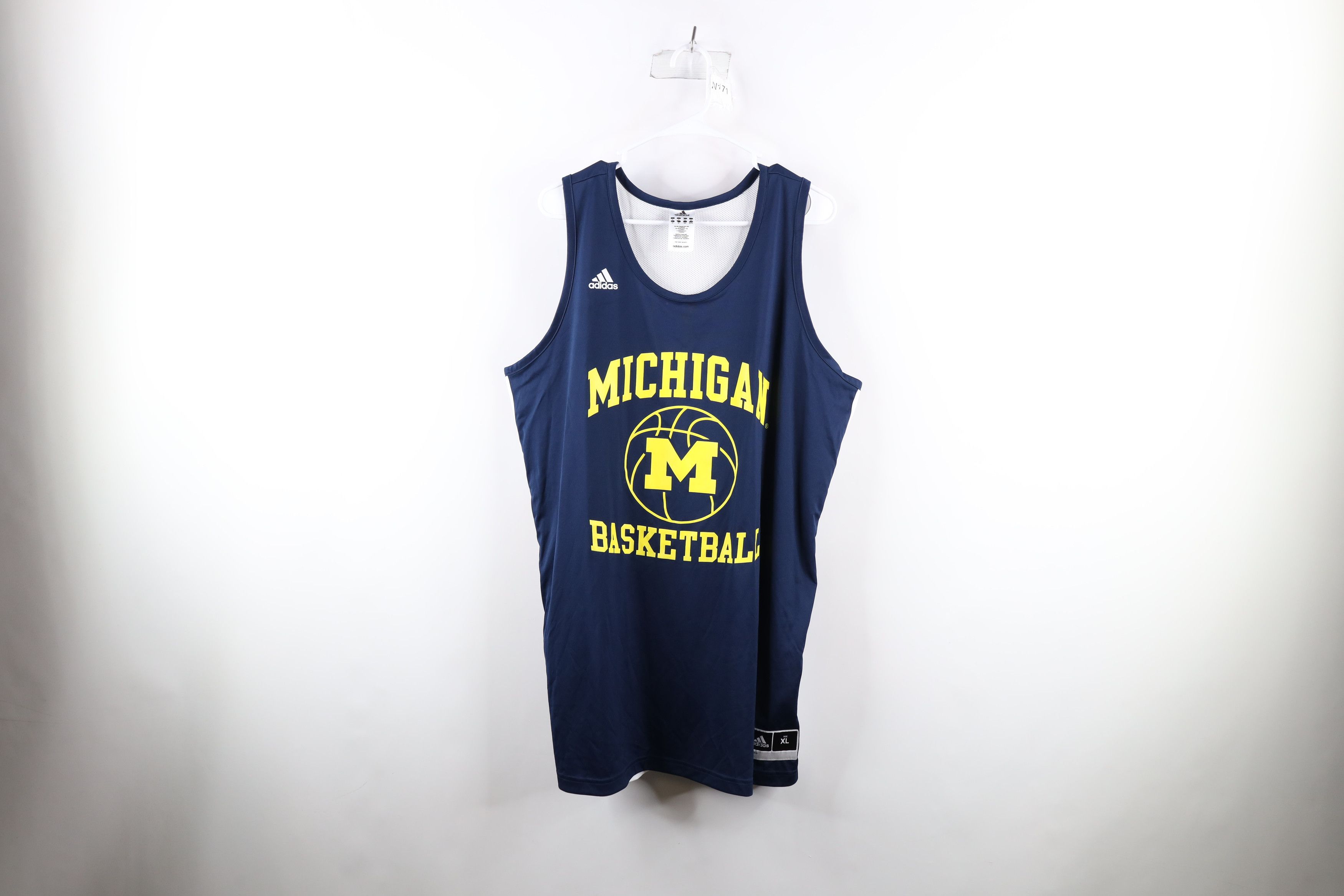 image of New Adidas Reversible University Michigan Basketball Jersey in Blue, Men's (Size XL)