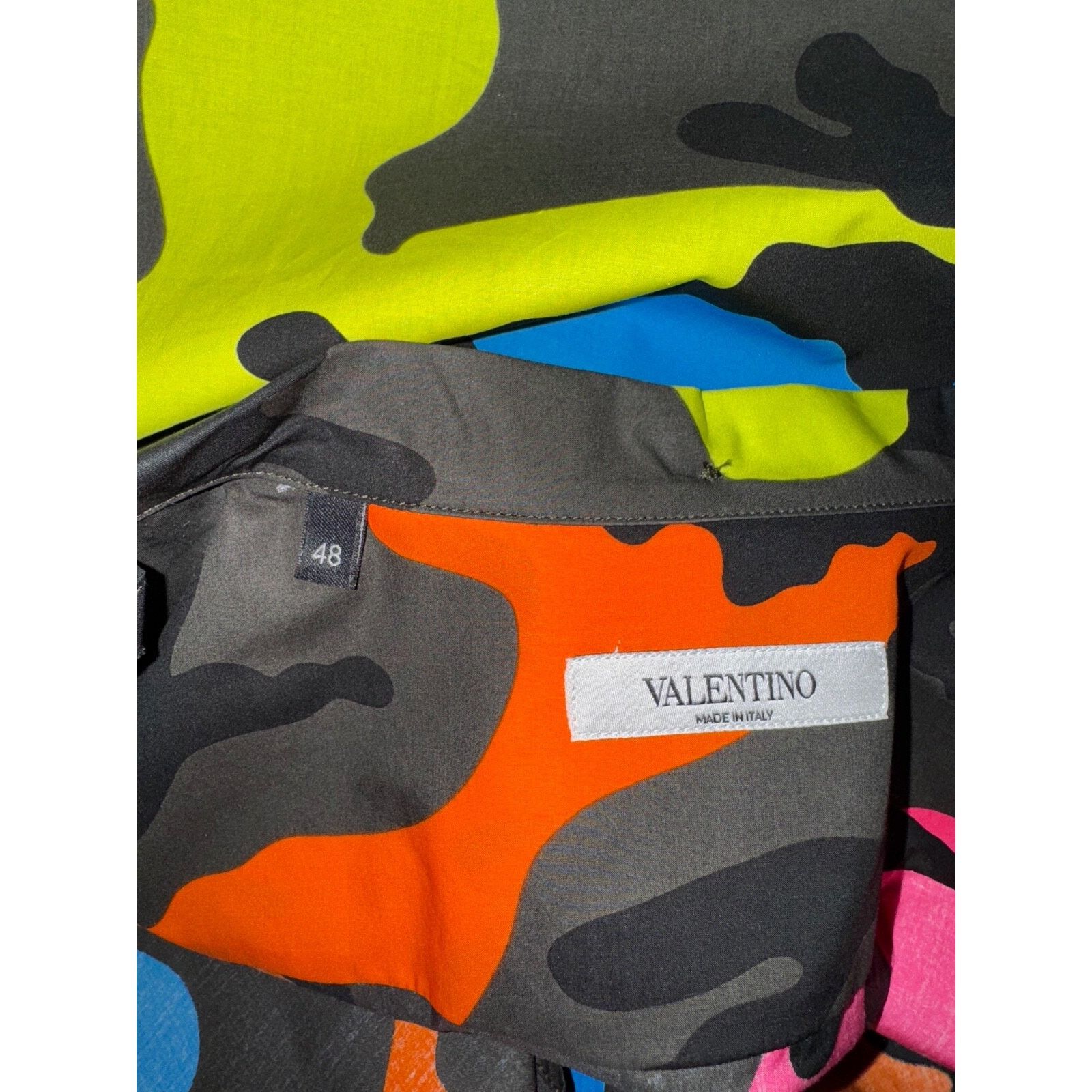 Valentino Valentino Camouflage Neon Cotton Short Sleeve Button Up Size US M / EU 48-50 / 2 - 4 Thumbnail