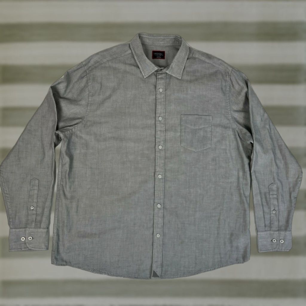UNTUCKit UNTUCKit Valadige Button-Up Shirt Men's Regular 2XL Gray 100% Cotton Long Sleeve Collared Solid Shirt Men’s VALADIGE 33980 Size US XXL / EU 58 / 5 - 1 Thumbnail