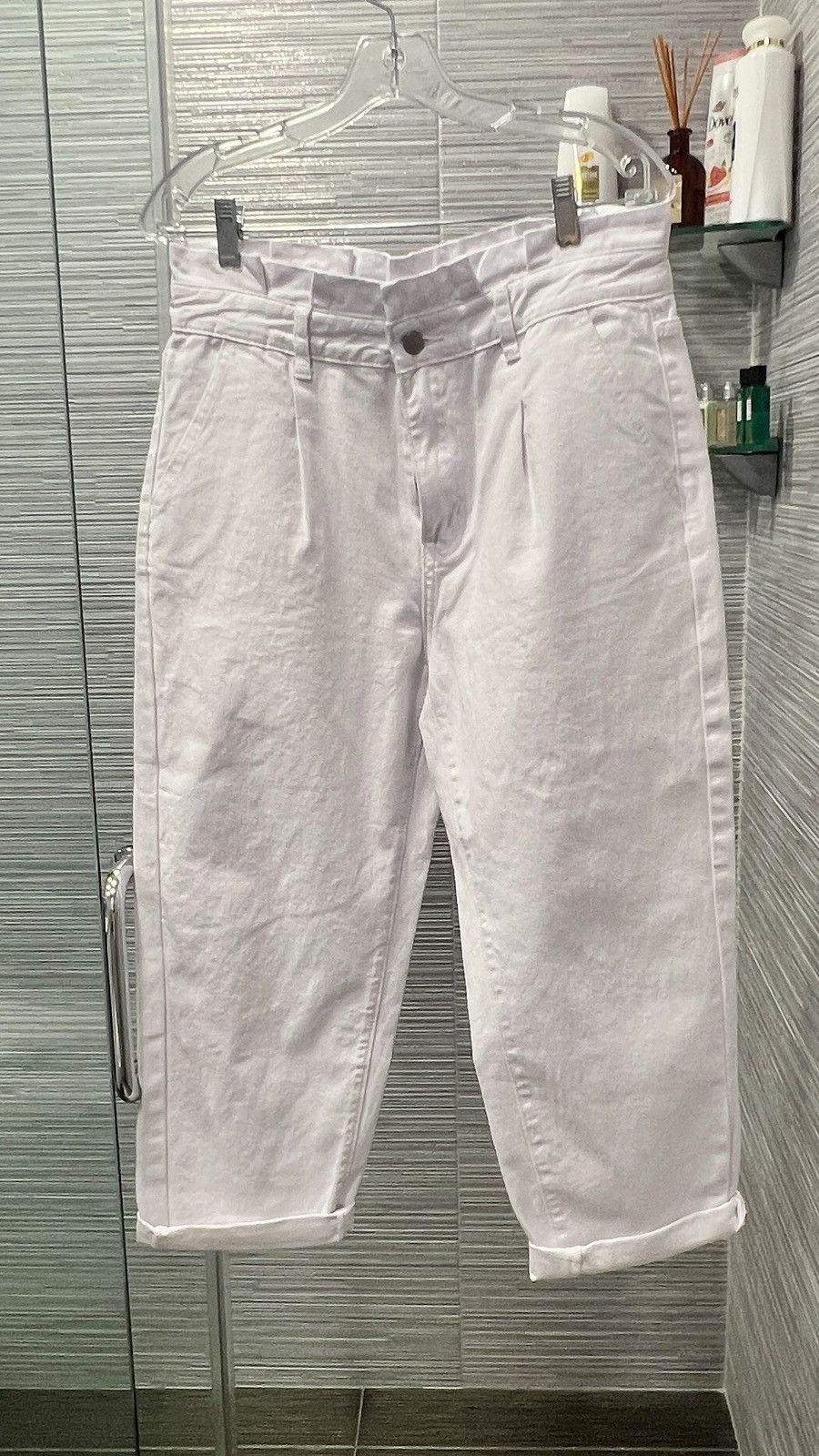 Shein SHEIN White Relaxed Fit Cuffed Pants Size L High Waist Size 32" / US 10 / IT 46 - 10 Thumbnail