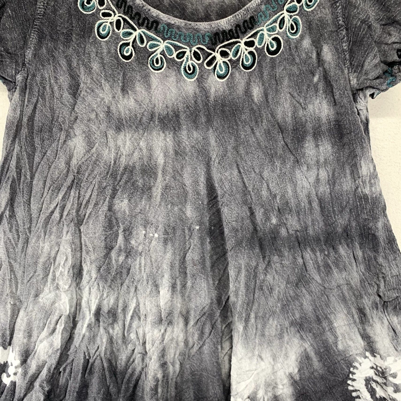 Vintage Women's 90s Hippie Dress Provence Boho Soft Rayon Paisley Washed Gray Tie Dye Size ONE SIZE - 7 Thumbnail