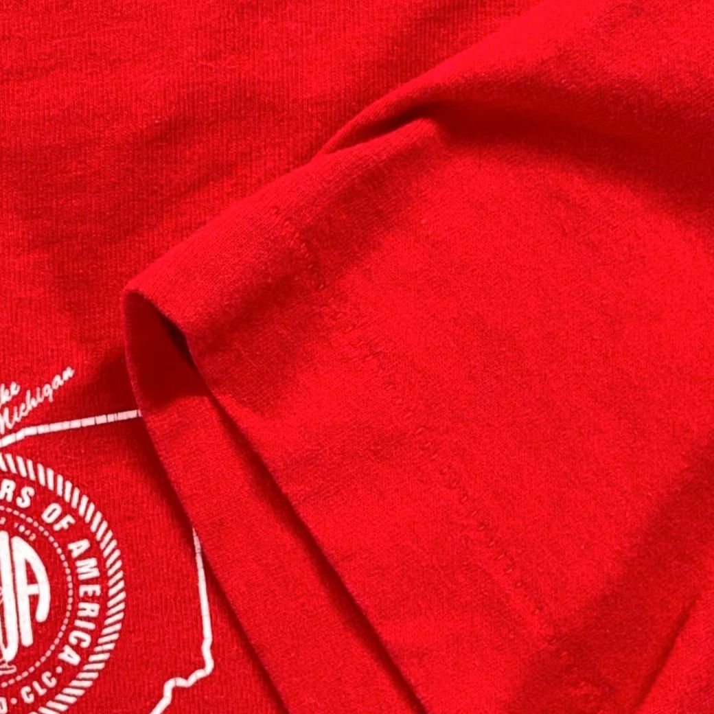 Fruit Of The Loom VINTAGE United Steelworkers Shirt Mens XL Red 90s USWA Illinois Union T-Shirt Cotton Blend Logo Back Graphic Size US XL / EU 56 / 4 - 5 Thumbnail