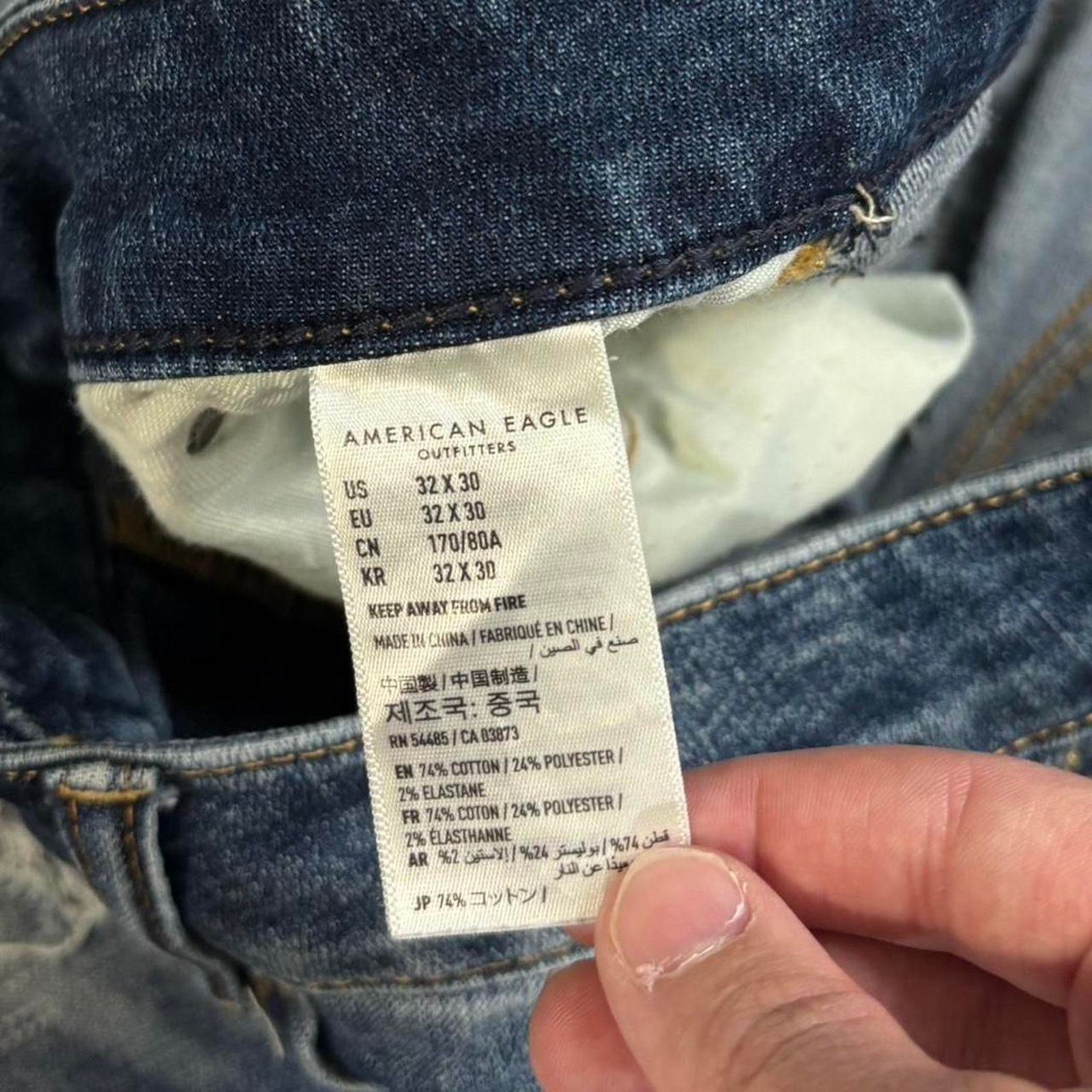 American Eagle Outfitters × Japanese Brand × Vintage Y2K Boro Overstitched American Eagle Jeans Distressed32 x 30 Size US 32 / EU 48 - 8 Thumbnail