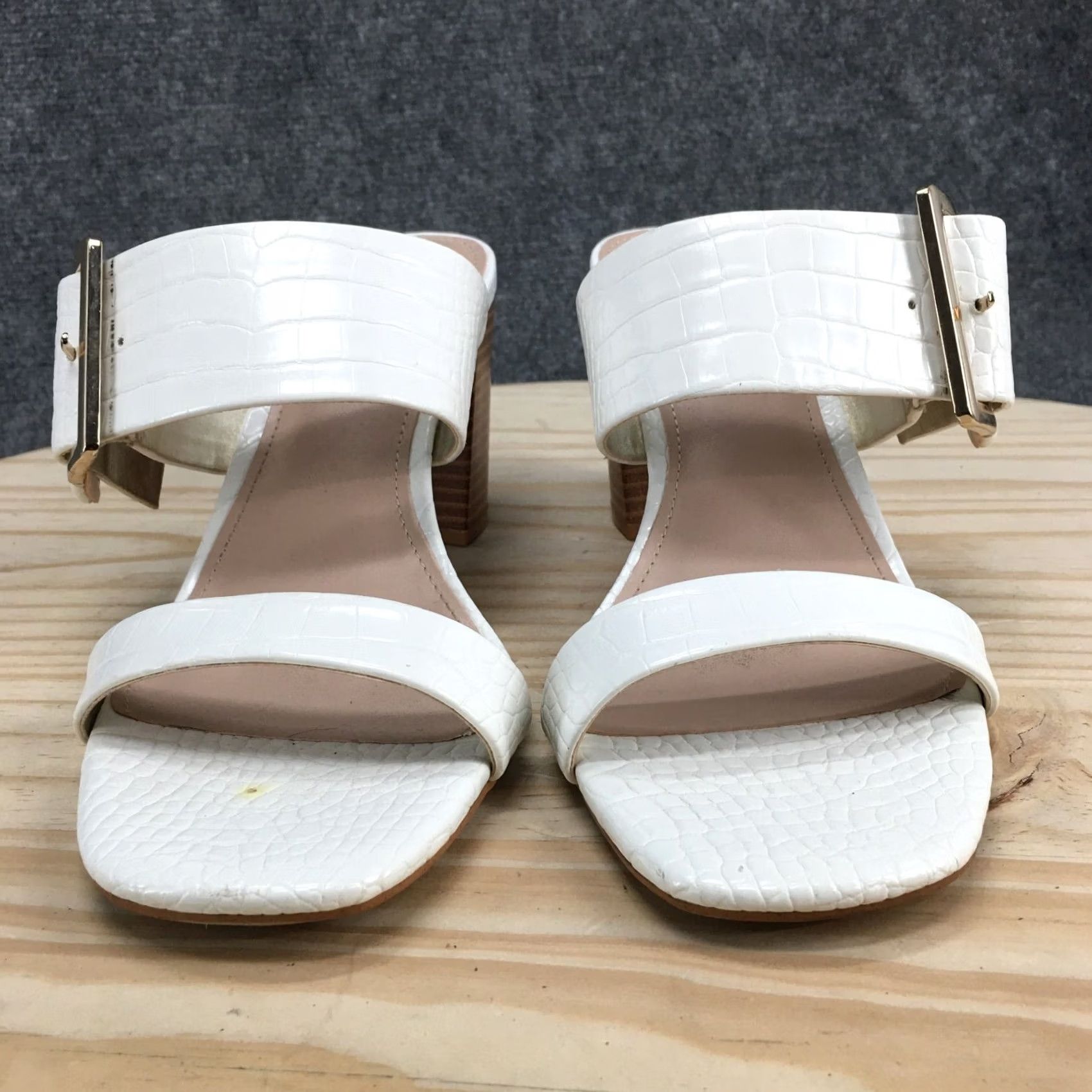 Vintage Kelly & Katie Heels Womens 10 M KK-Vinniee Pump White Faux Leather Slip On Block Shoe Size US 10 / IT 40 - 6 Thumbnail