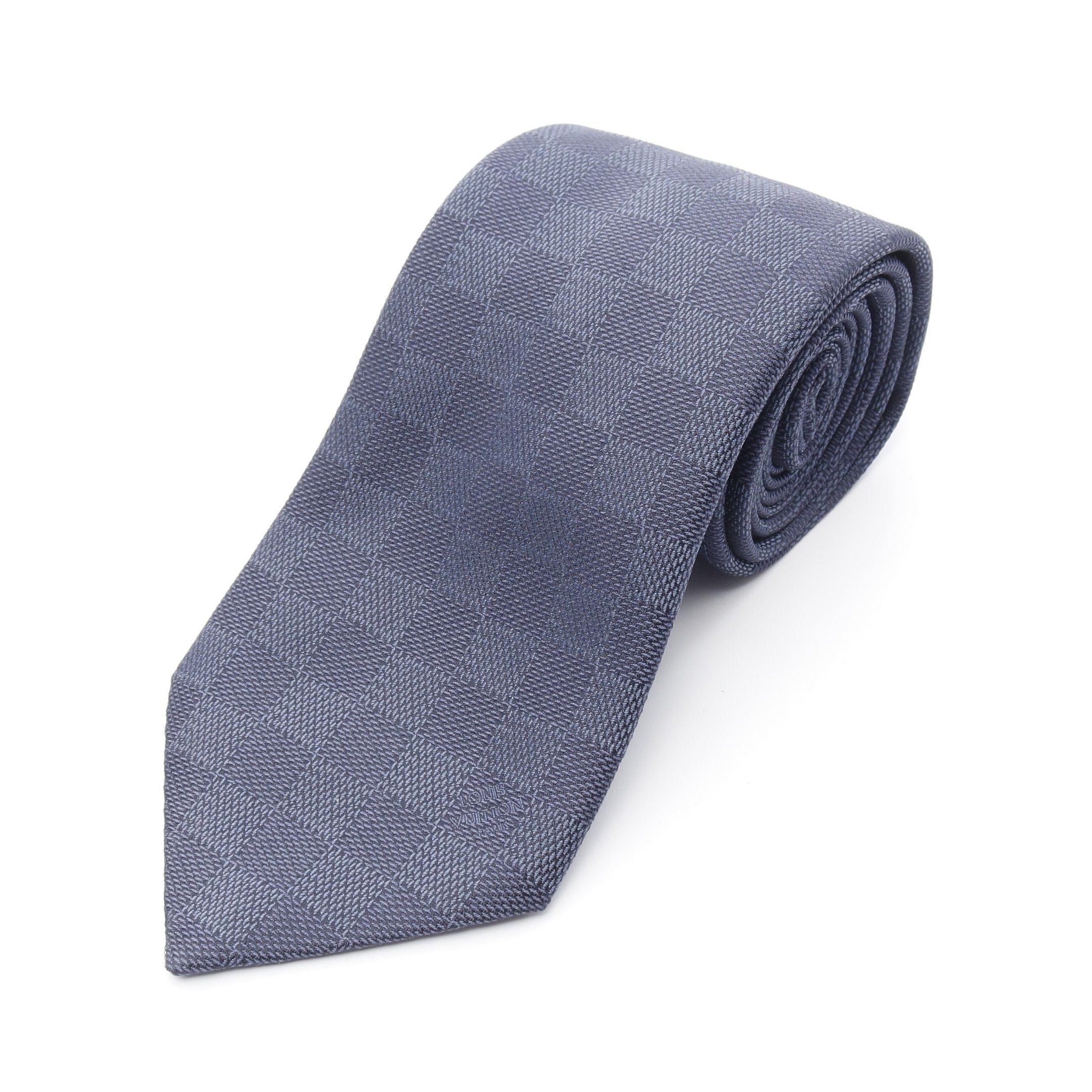 Louis Vuitton Louis Vuitton Damier Classic Tie Silk Navy Size ONE SIZE - 1 Thumbnail