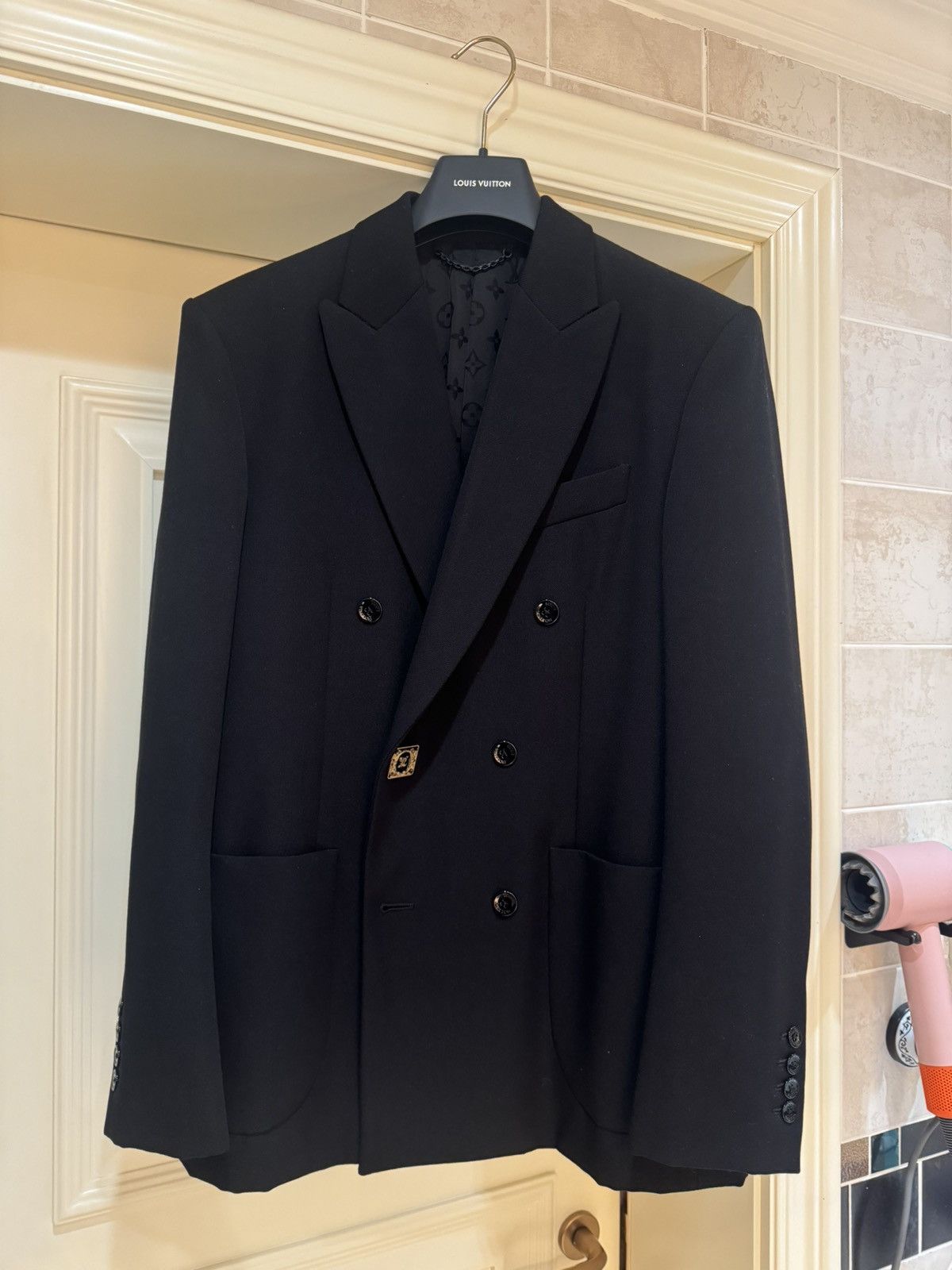 Louis Vuitton Louis Vuitton 20FW Double Breasted Monogram Blazer by Virgil Size 46L - 1 Thumbnail