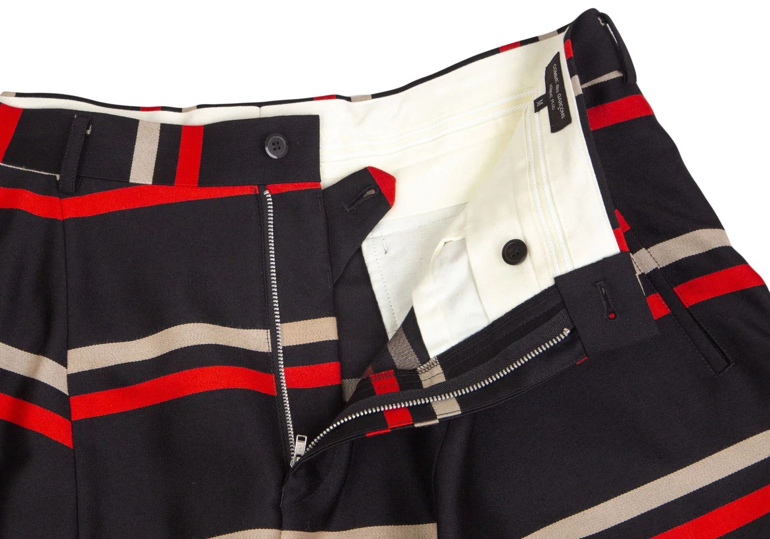 Comme des Garcons Homme Plus Striped Sarrouel Pants in Black, Red, and Off-White Size US 34 / EU 50 - 4 Thumbnail
