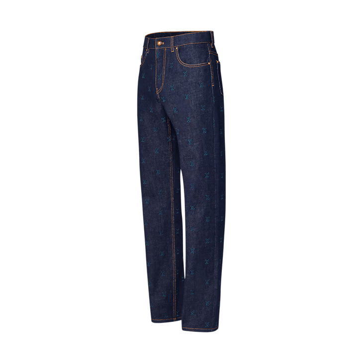 Louis Vuitton LV Blason Embroidered Denim Trousers Size US 32 / EU 48 - 2 Thumbnail