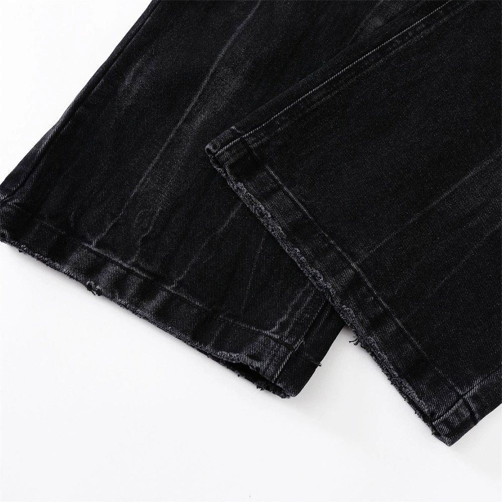 Jean Men's retro punk distressed loose straight washed jeans Size US 32 / EU 48 - 5 Thumbnail