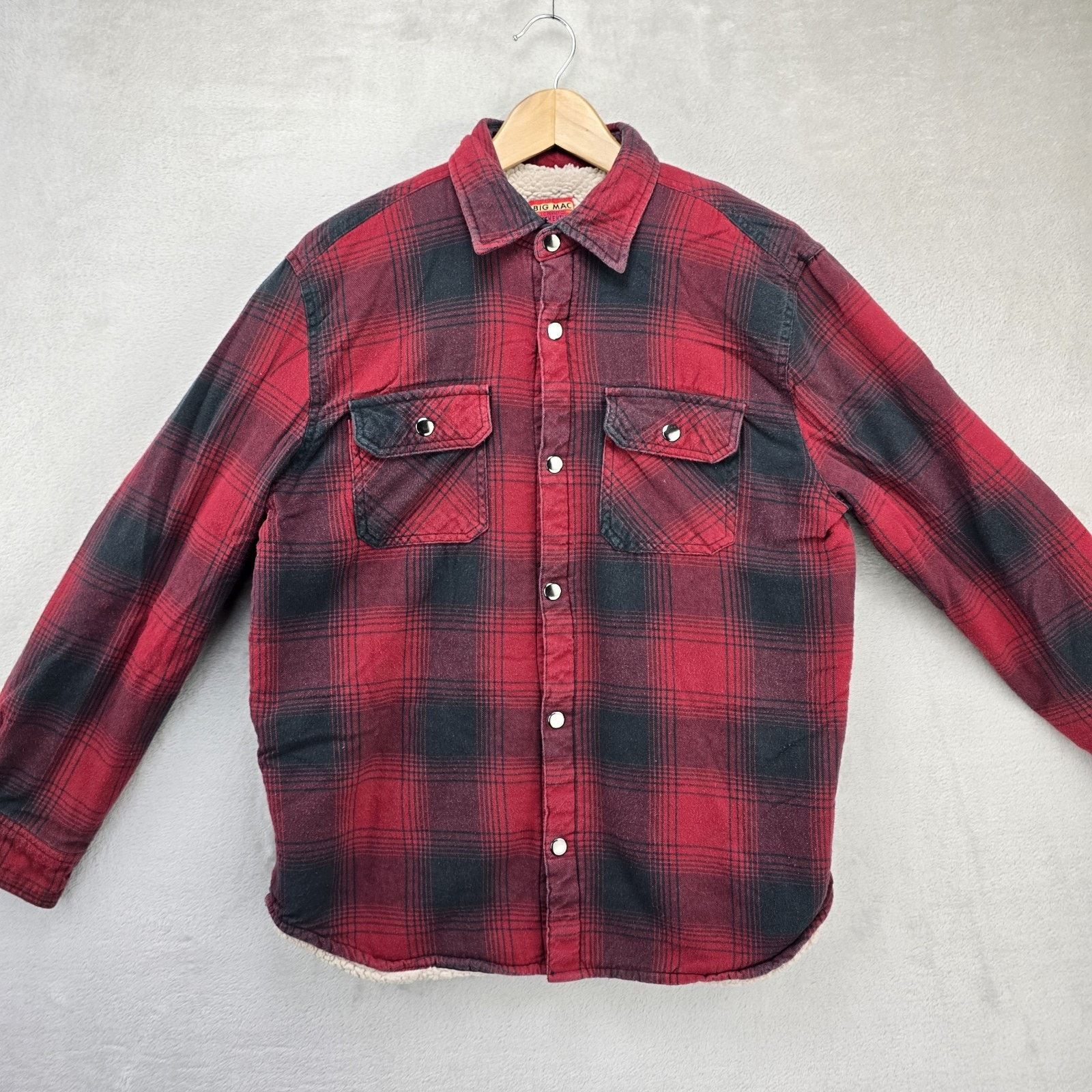 Big Mac Vintage Big Mac Flannel Mens Medium Red Sherpa Lined Shacket Size US M / EU 48-50 / 2 - 2 Thumbnail