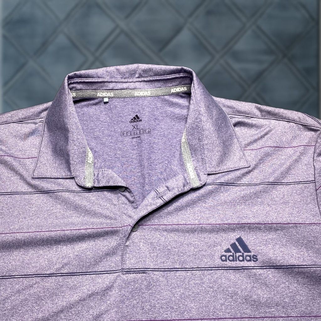 Adidas Adidas Polo Shirt Mens XL Purple Striped Short Sleeve Golf Athletic Top Size US XL / EU 56 / 4 - 1 Thumbnail
