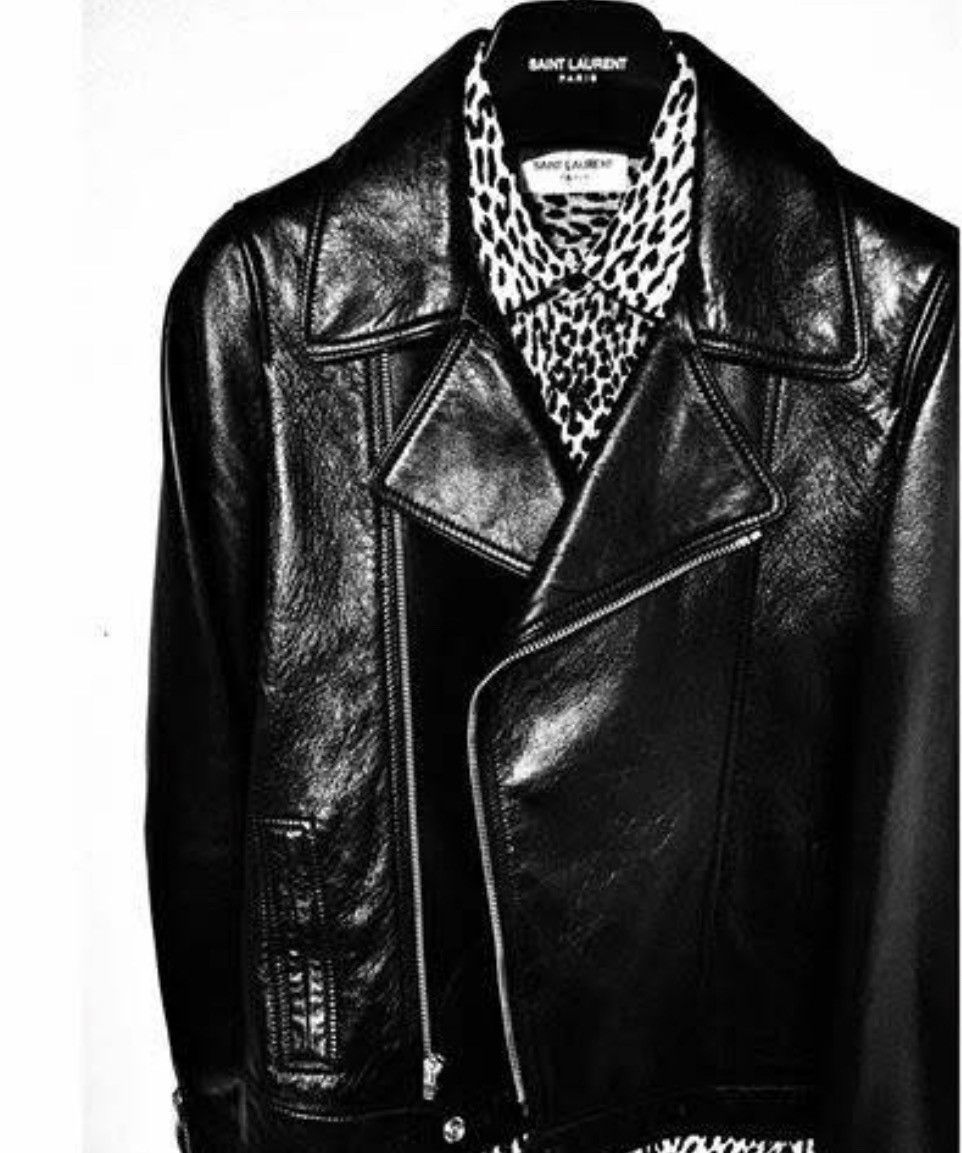Hedi Slimane × Saint Laurent Paris 15FW L00 Motorcycle Leather Jacket Sz44 (with free pins) Size US S / EU 44-46 / 1 - 14 Thumbnail