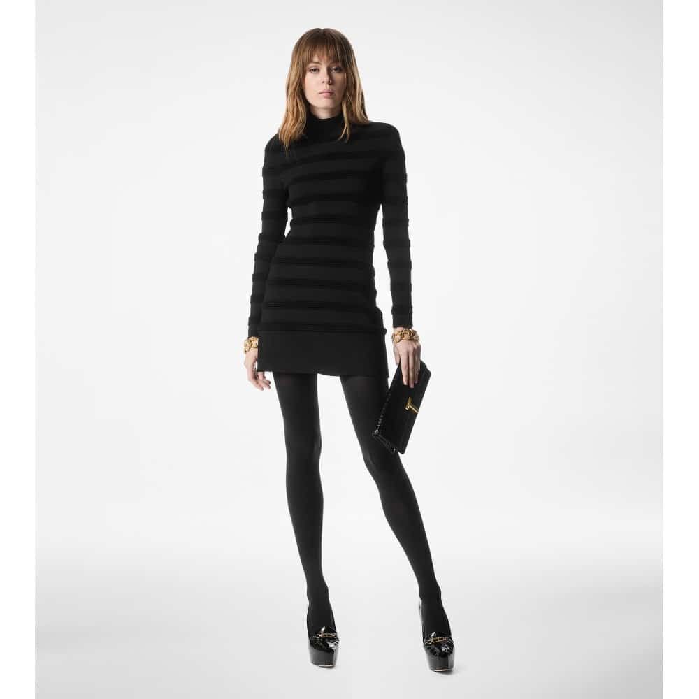 Tom Ford o1loc1c0126 ACK531 Knit Mini Dress in Black Size M / US 6-8 / IT 42-44 - 2 Thumbnail
