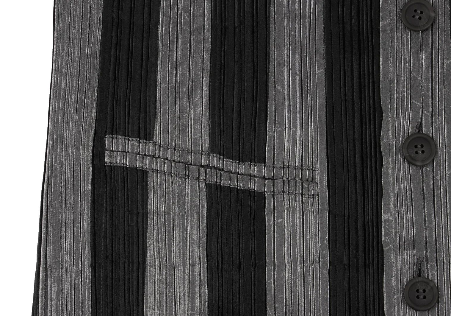 Issey Miyake Front Stripe Pleats Vest in Black and Silver, Size M Size US M / EU 48-50 / 2 - 7 Thumbnail