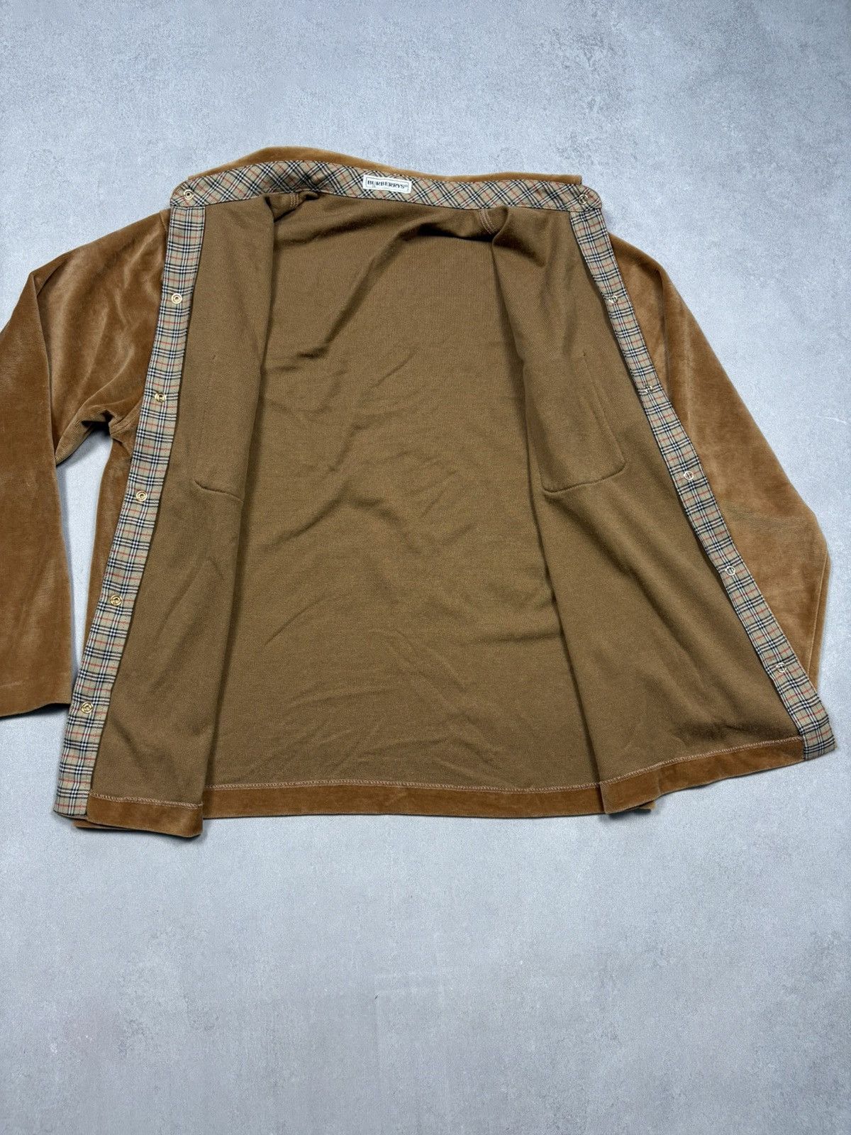 Burberry Vintage 90s Burberrys Spain Velour Quilted Overshirt Jacket Size L / US 10 / IT 46 - 13 Thumbnail