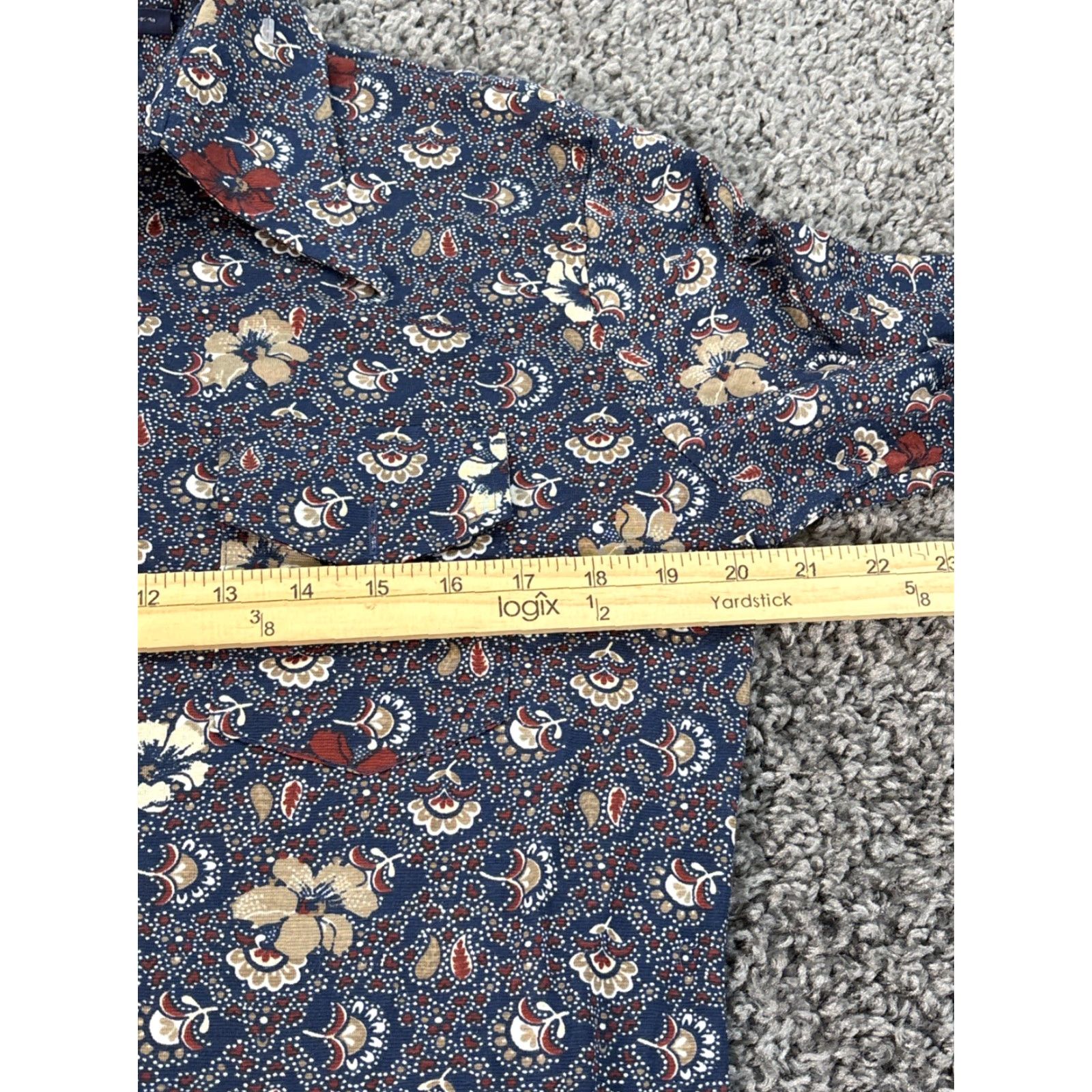 Sears VINTAGE 70s Sears Jeans Joint Shirt Men’s L Floral Disco Wide Collar Blue Size US L / EU 52-54 / 3 - 3 Thumbnail