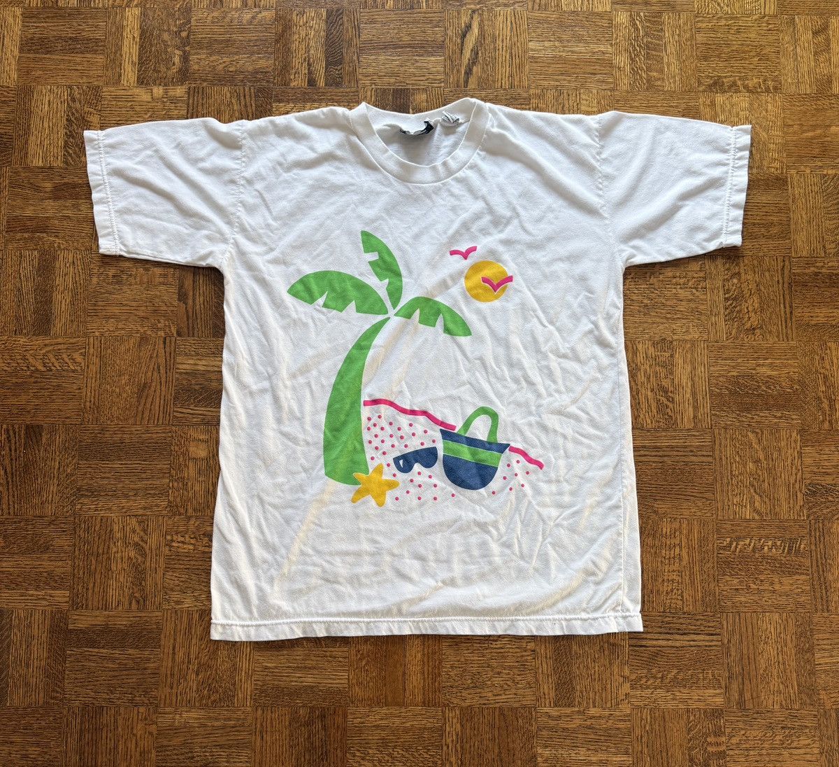 Vintage Vintage Beach Palm Tree Puff Print Graphic Tee Size US XL / EU 56 / 4 - 1 Thumbnail