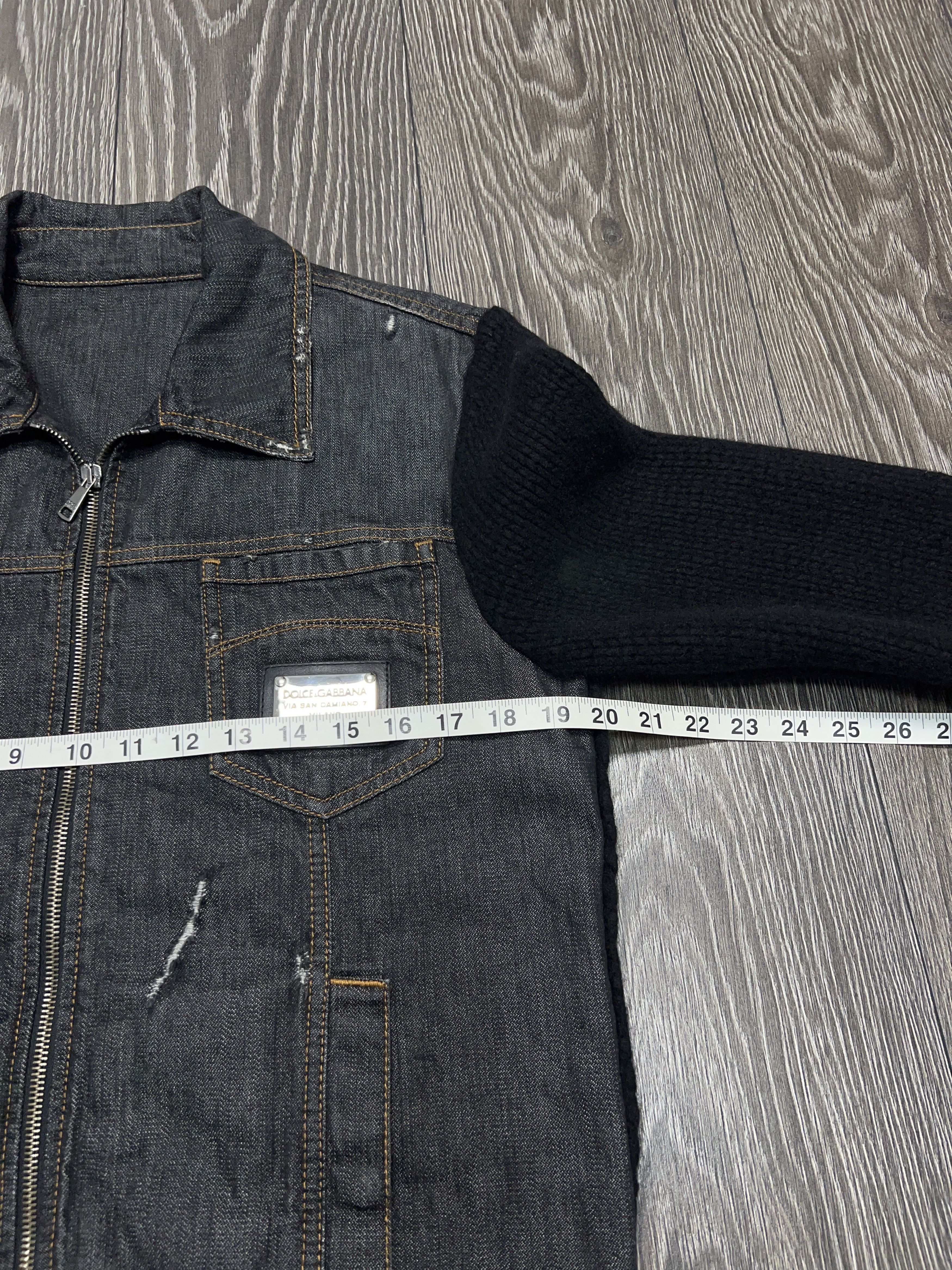 Dolce & Gabbana Mens Distressed Wool Denim Hybrid Jacket Bomber Size US L / EU 52-54 / 3 - 7 Thumbnail