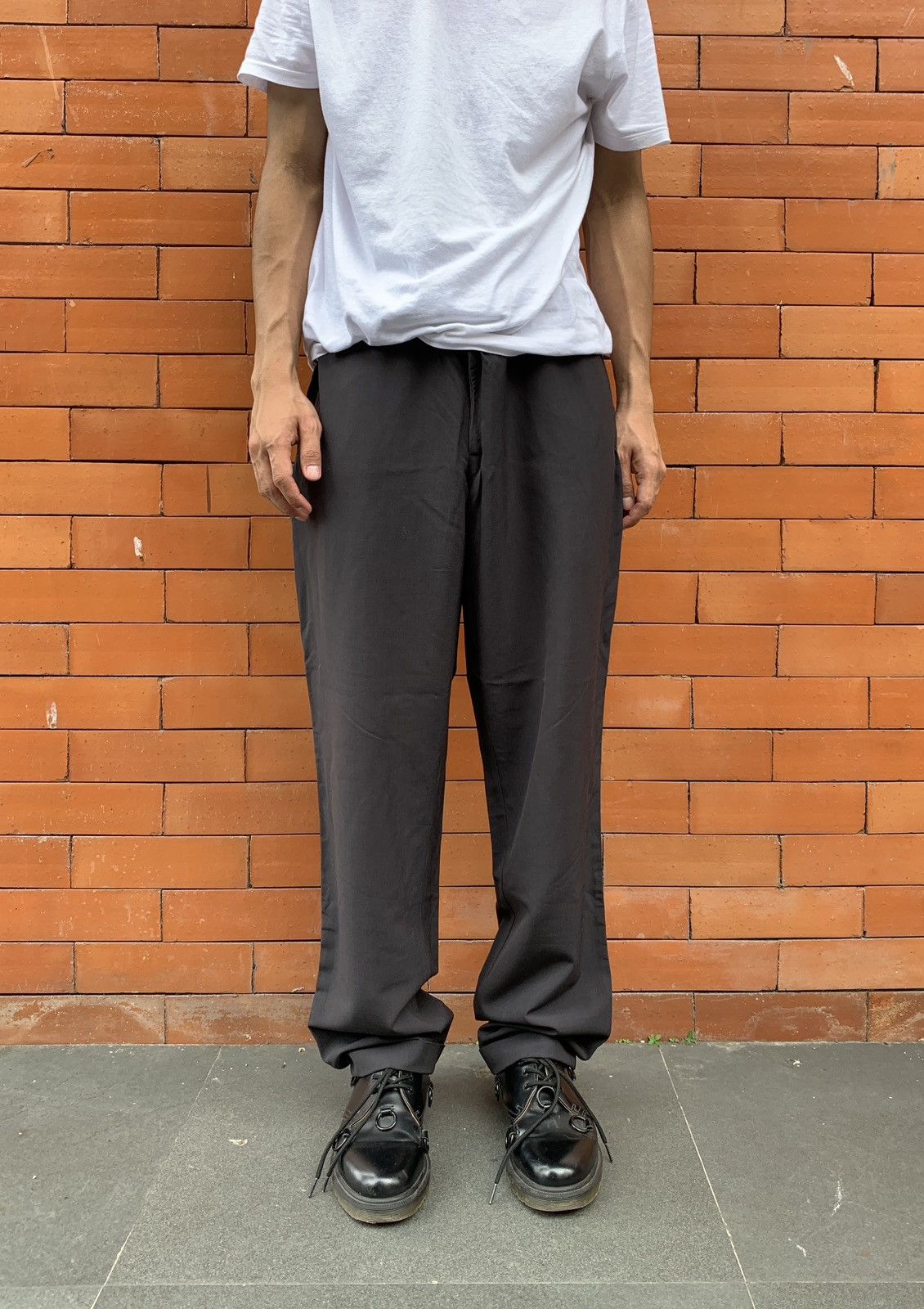 image of Prada Wool Cuffed Trousers in Grey, Men's (Size 33)