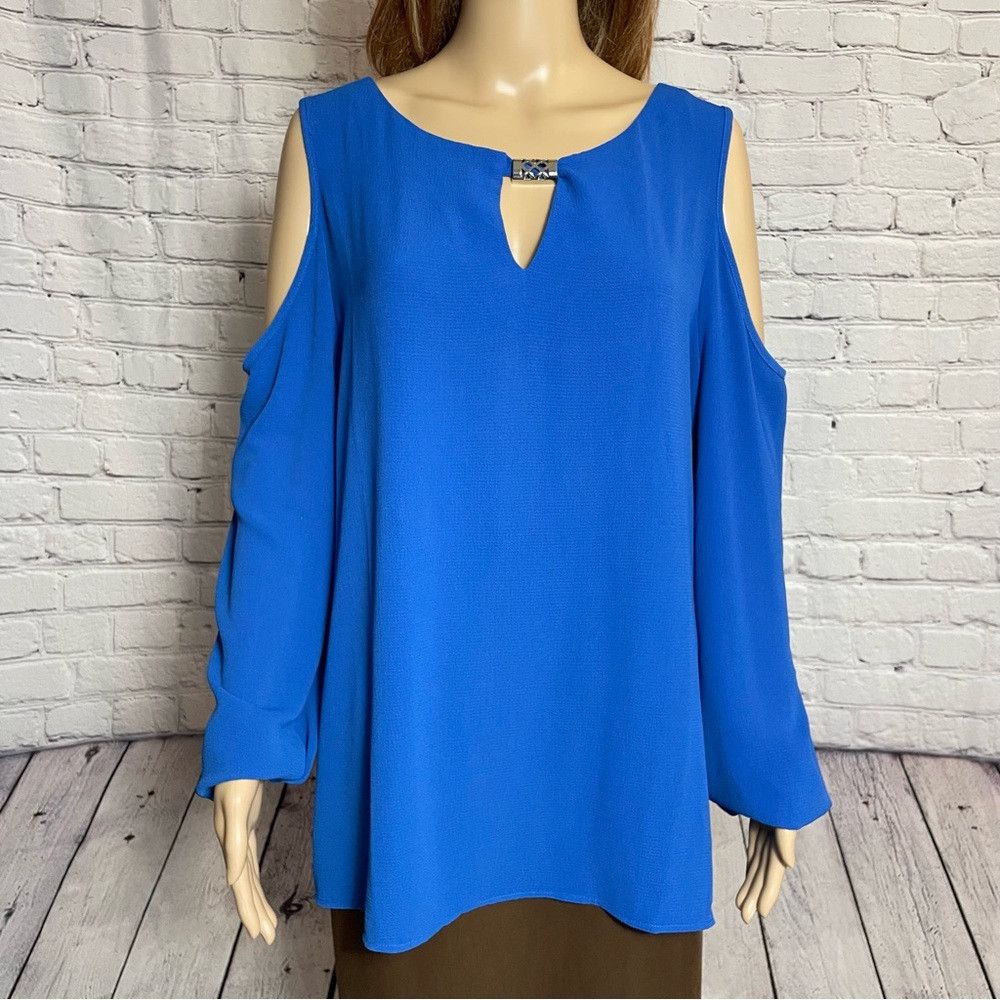 Other Zac & Rachel Blue Cold Shoulder Long Sleeve Top Size XL Size XL / US 12-14 / IT 48-50 - 2 Thumbnail