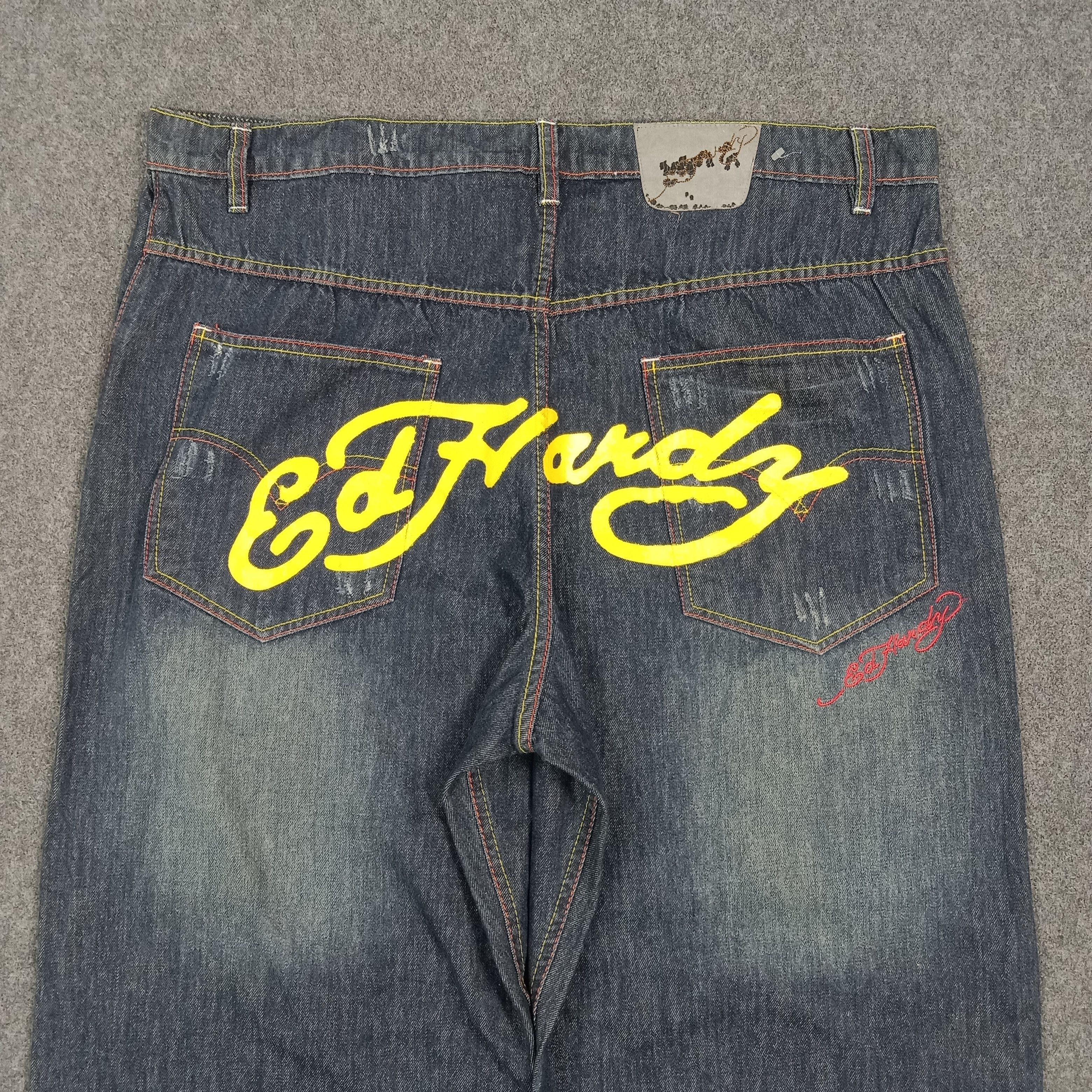 Ed Hardy Ed Hardy Embroidered Skull Art Logo Jeans C272N18 Size US 43 - 7 Thumbnail
