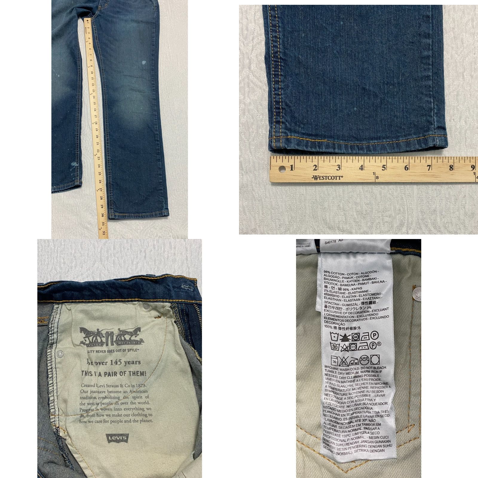 Levi's Levi's 541 Athletic Taper Jeans Men Blue 32x32 Stretch Denim Whiskers USA 5-Pocket Regular Jeans Mens Size US 32 / EU 48 - 8 Thumbnail