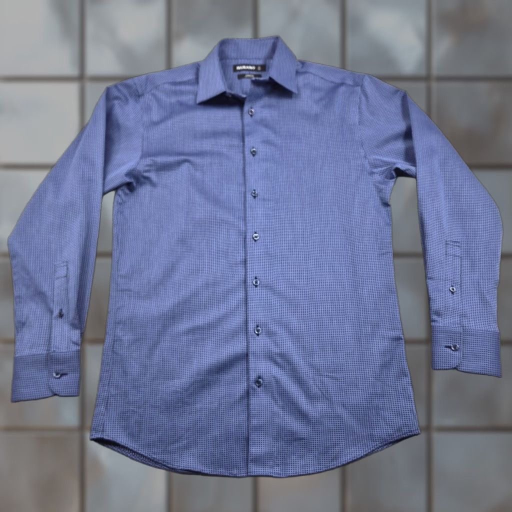 Murano Murano Shirt Button Up Mens 15 32/33 Blue Geometric Stretch Dress Long Sleeve Size 40R - 1 Thumbnail