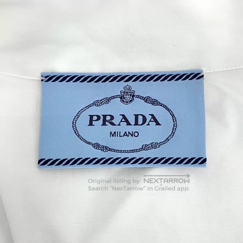 Prada Prada 22 white triangle cotton lapel single-breasted long- Size XXS / US 00 / IT 34 - 6 Thumbnail
