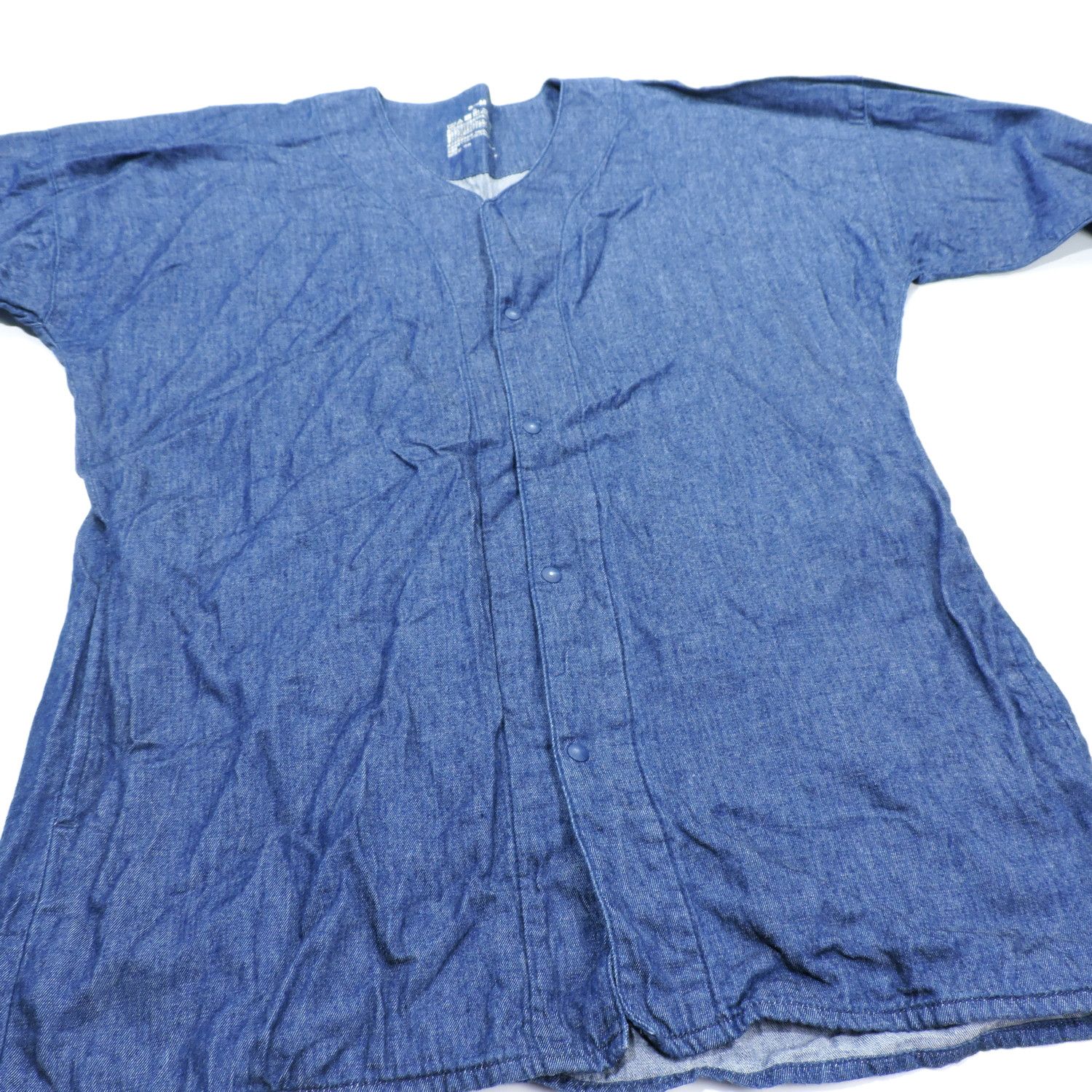 Muji MUJI INDIGO COLLARLESS DENIM LONG SLEEVE SHIRT Size US M / EU 48-50 / 2 - 6 Thumbnail