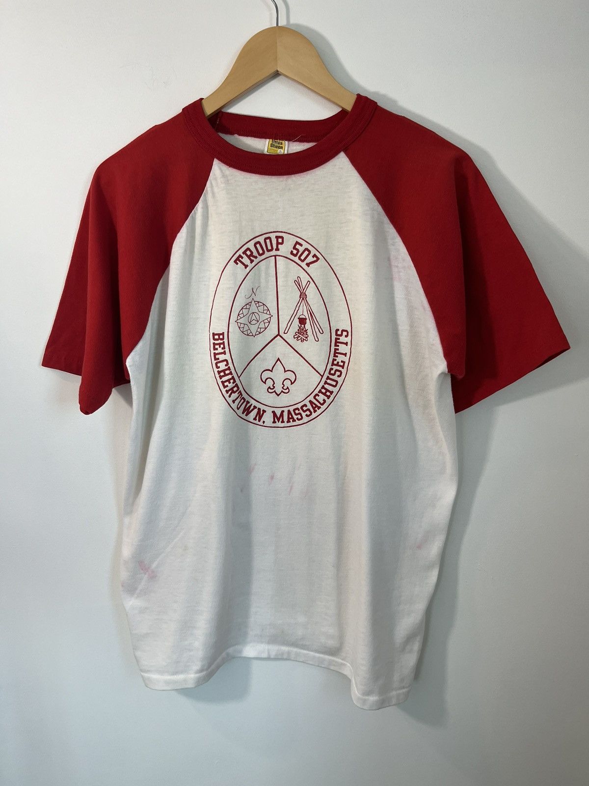 Vintage Single Stitch Boy Scout Troop Vintage Baseball Tee Size US XL / EU 56 / 4 - 1 Thumbnail