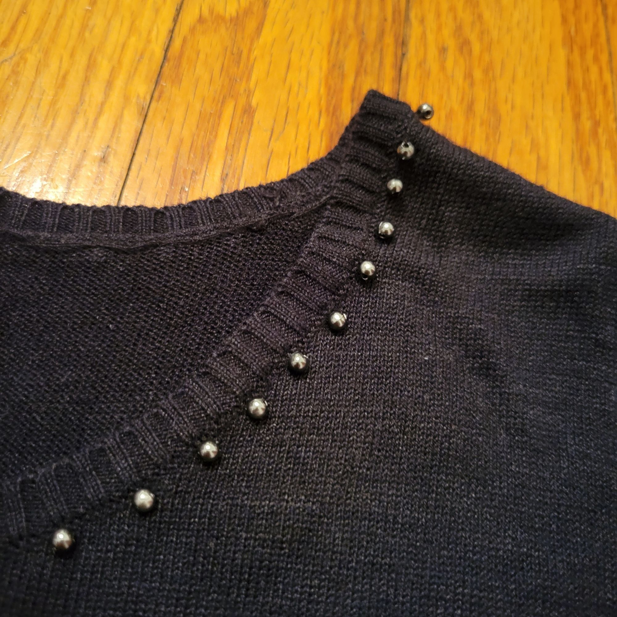 Oscar De La Renta Oscar De La Renta L Black Beaded Scoop Neck Sleeveless Sweat Size L / US 10 / IT 46 - 5 Thumbnail