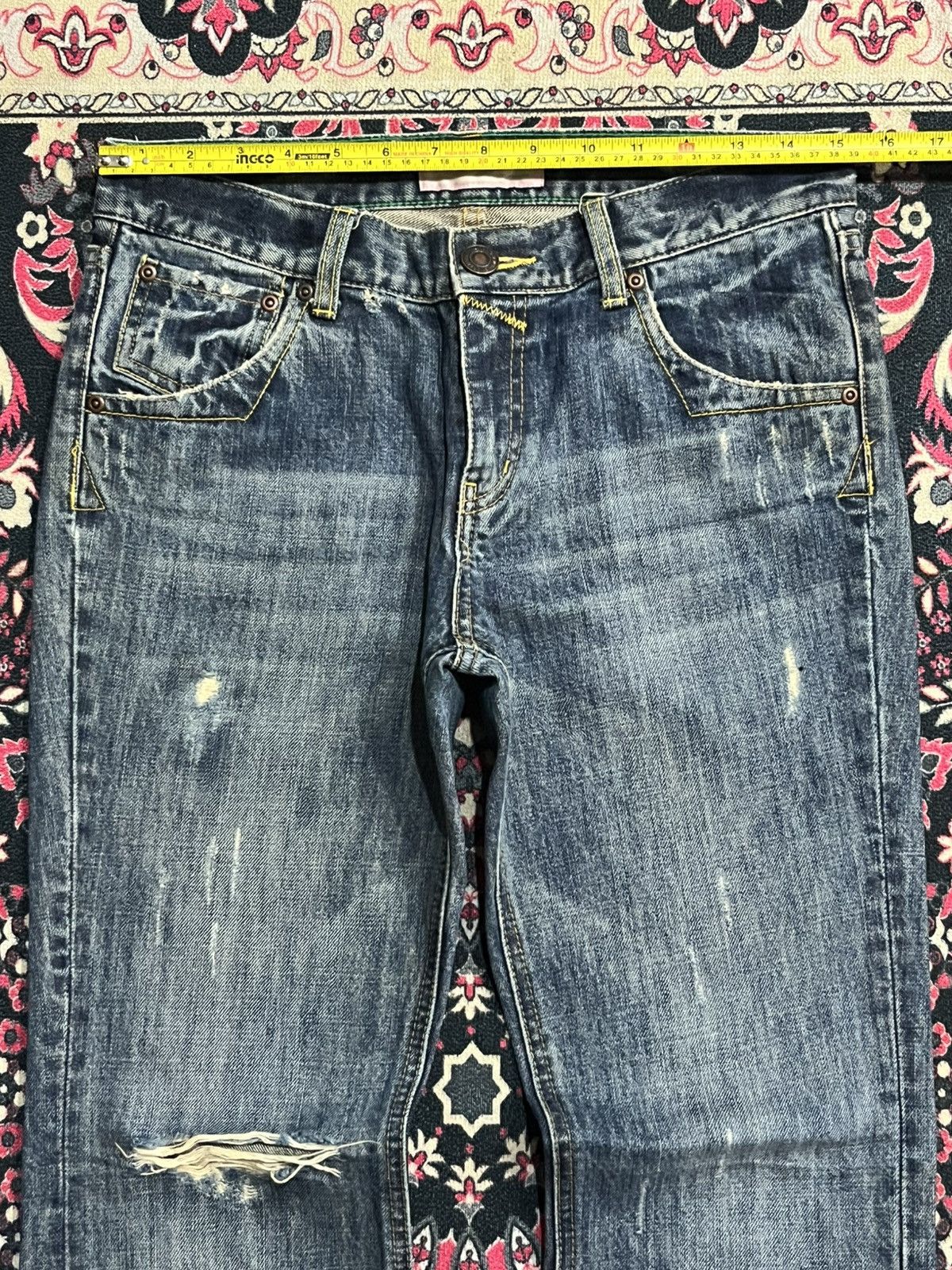 Japanese Brand Vintage Japanese Brand Blue Washed Distressed Flare Jeans Size US 30 / EU 46 - 10 Thumbnail