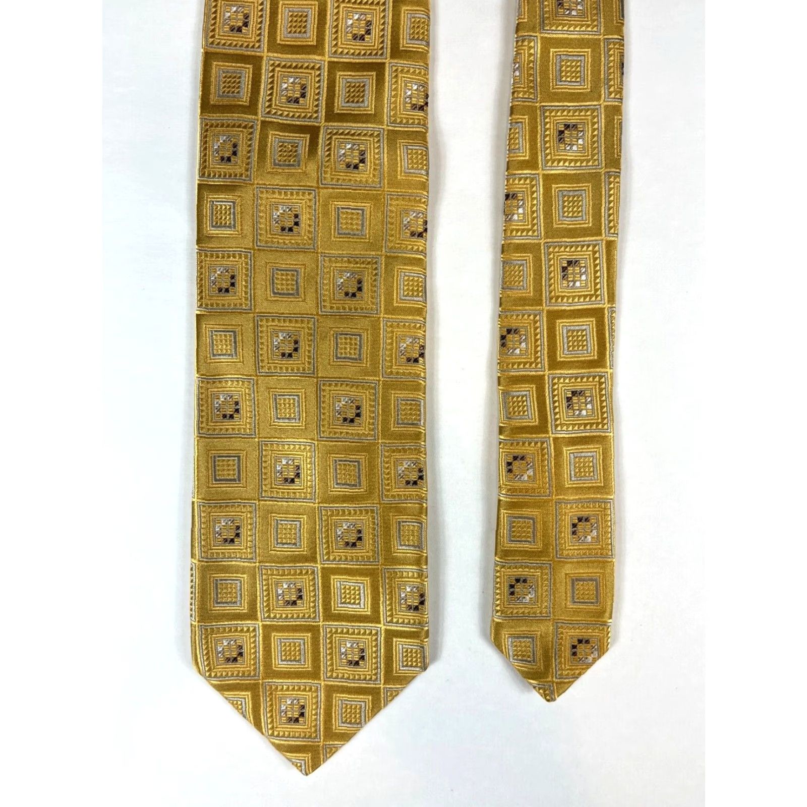 Ermenegildo Zegna Ermenegildo Zegna Tie Geometric Silk Gold Men’s Necktie Made in Italy 59" 3.75" Wide Striped Pattern Woven Luxury Designer Size ONE SIZE - 5 Thumbnail
