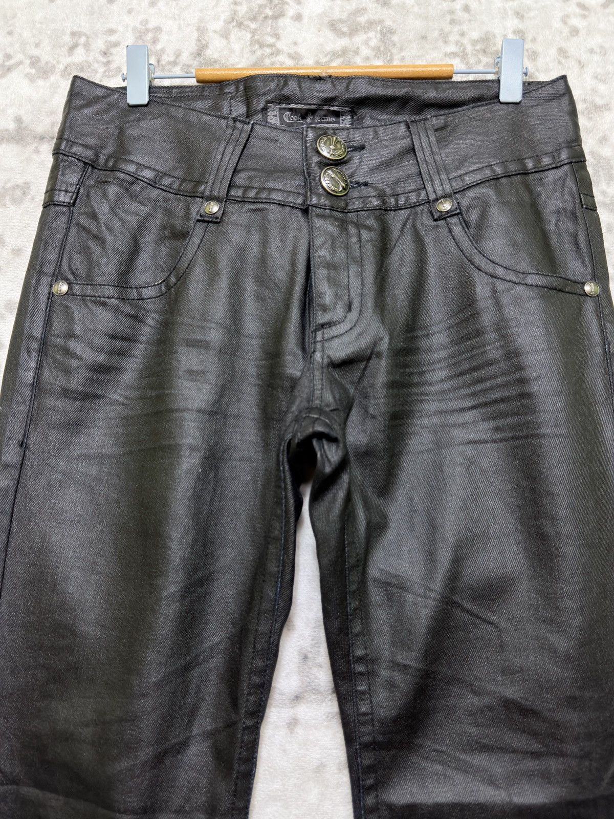 Le Grande Bleu (L.G.B.) Vintage Y2K Cook Jeans Coated Wax Finish Flared Jeans Size US 31 - 3 Thumbnail