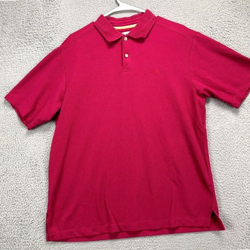 Tommy Bahama Tommy Bahama Polo Shirt Men Large Magenta Supima Cotton Blend Short Sleeve Collared Rugby Casual Shirt Size US L / EU 52-54 / 3 - 2 Thumbnail