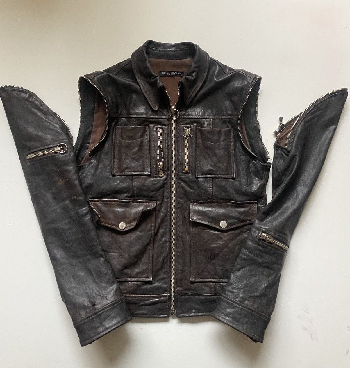 DOLCE&GABBANA AW07 *rare* leather jacket/vest