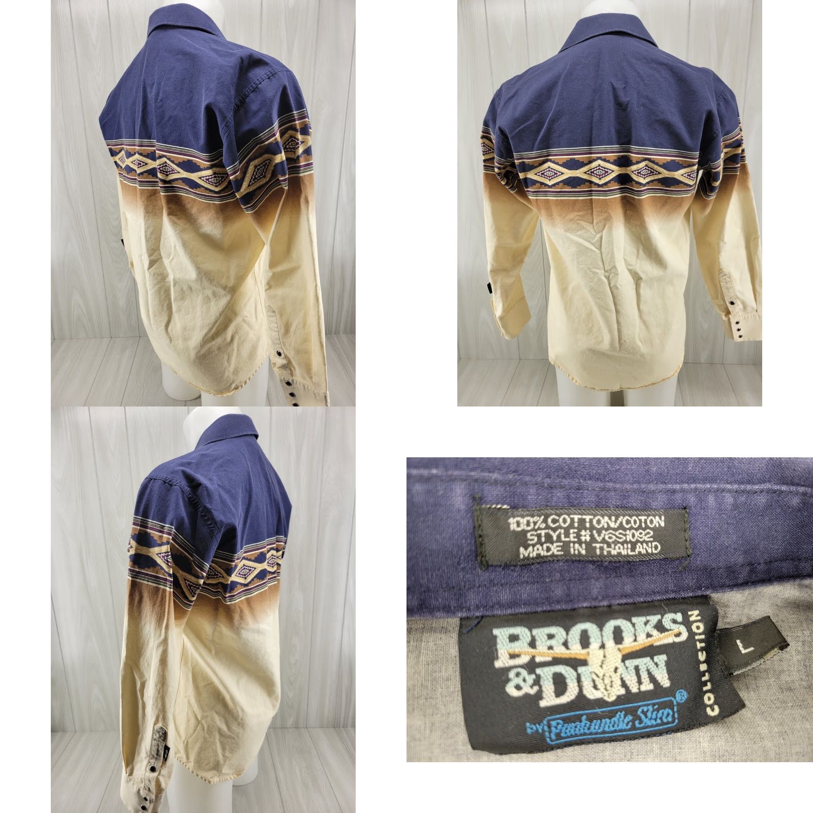 Brooks VINTAGE Brooks & Dunn Distressed Aztec Tribal Pearl Snap Western Rodeo Cowboy Shirt L Size US L / EU 52-54 / 3 - 8 Thumbnail