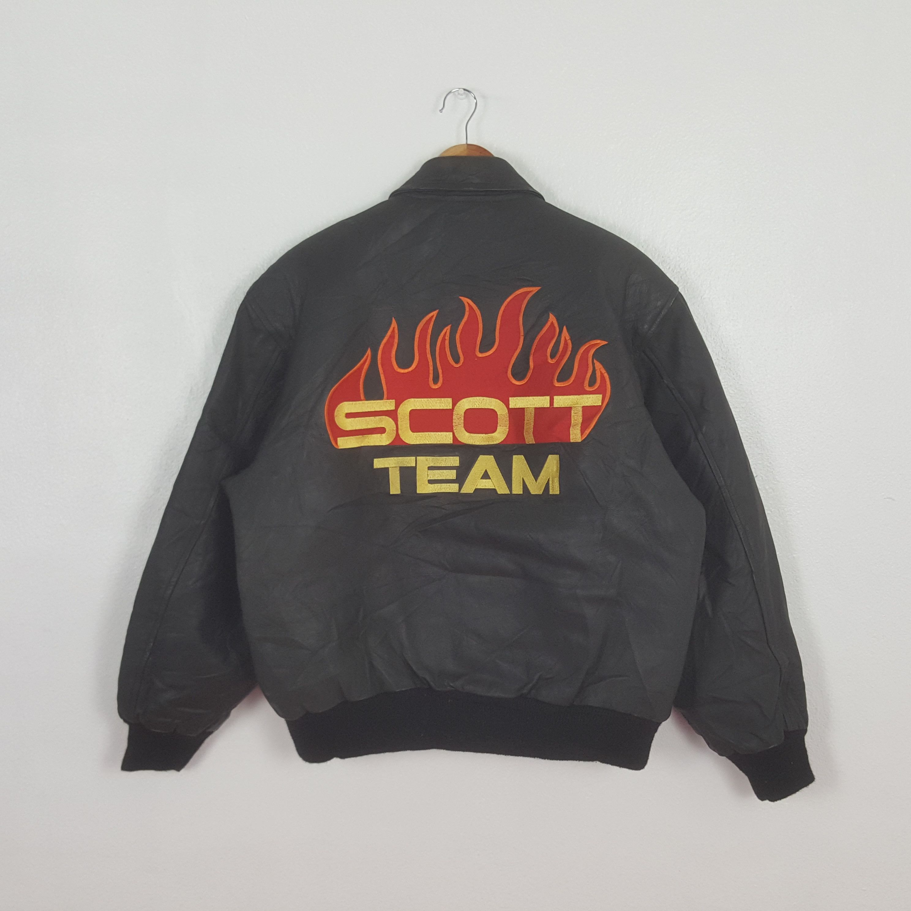 Japanese Brand Vintage Scott Team Japanese Racing Leather Jacket C305N6 Size US L / EU 52-54 / 3 - 1 Thumbnail