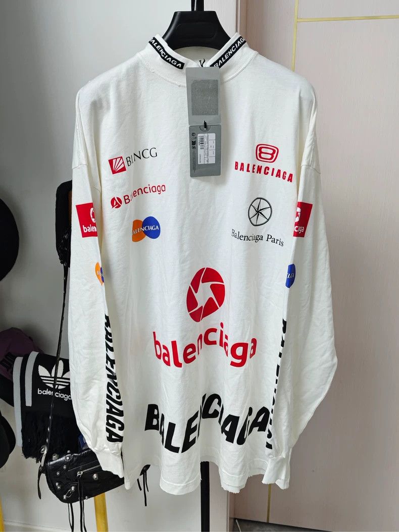 Balenciaga Balenciaga Racing monogram logo print sport long sleeve 250 Size US M / EU 48-50 / 2 - 1 Thumbnail