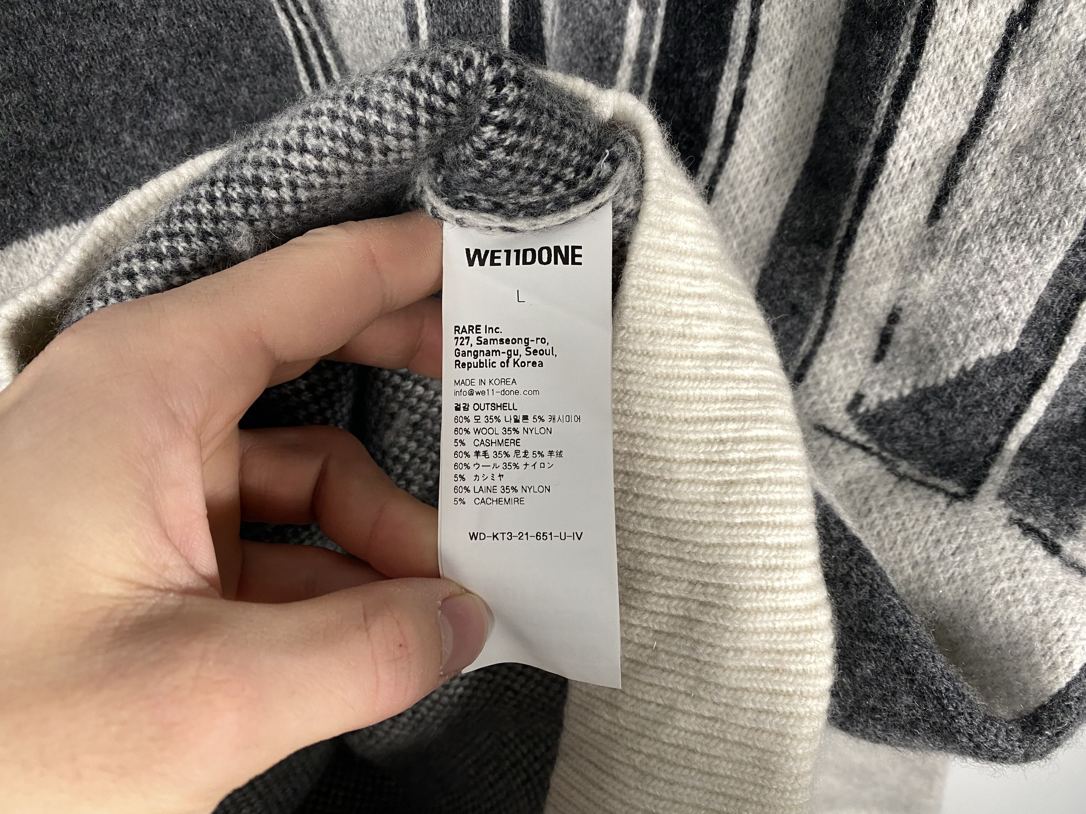 WE11DONE WE11DONE Ivory Flat Chain Graphic Jacquard Sweater Size US L / EU 52-54 / 3 - 6 Thumbnail