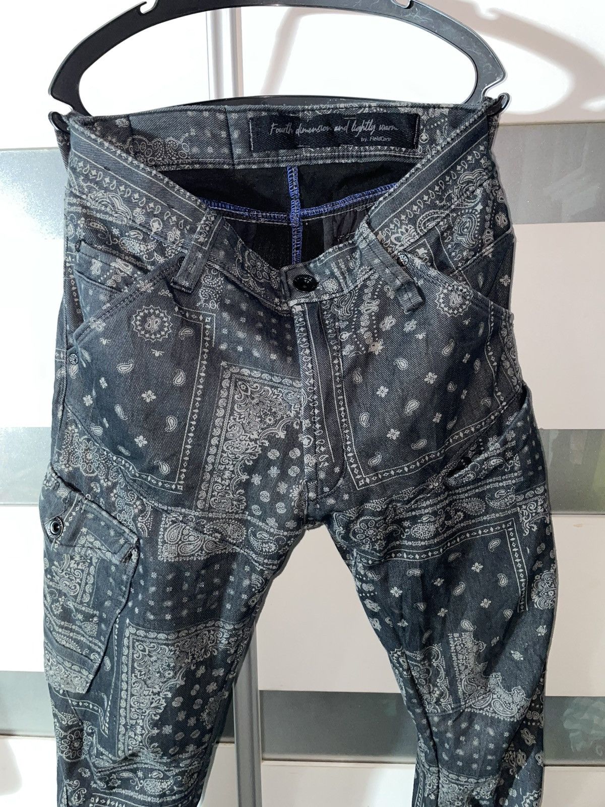 Japanese Brand 🔥FIELDCORE BANDANA SKINNY CARGO LIKE KAPITAL BORO paisley Size US 28 / EU 44 - 1 Thumbnail