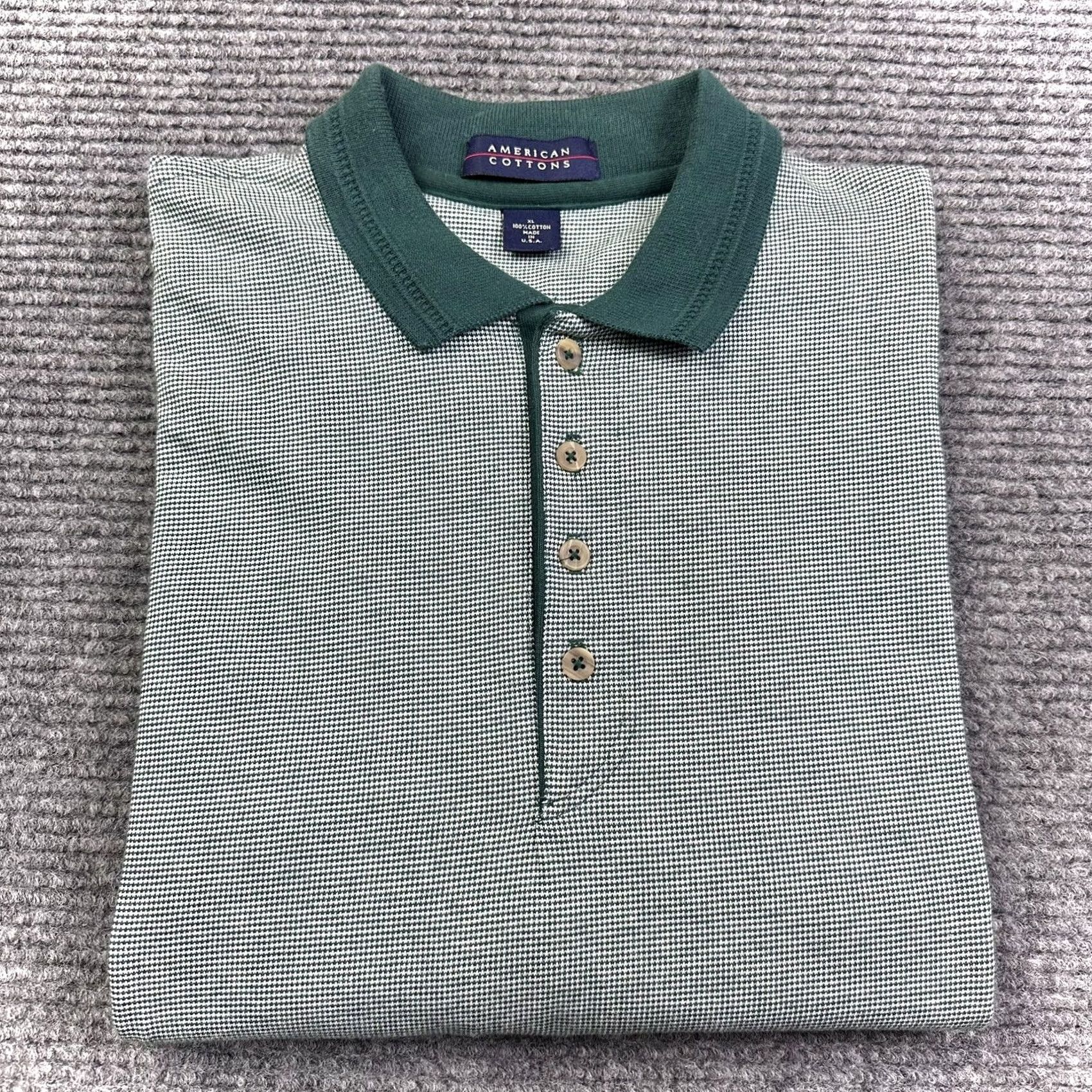 Vintage VINTAGE American Cottons Polo Shirt XL Adults 90s Green/White Short Sleeve 100% Cotton Polo Mens Size US XL / EU 56 / 4 - 7 Thumbnail