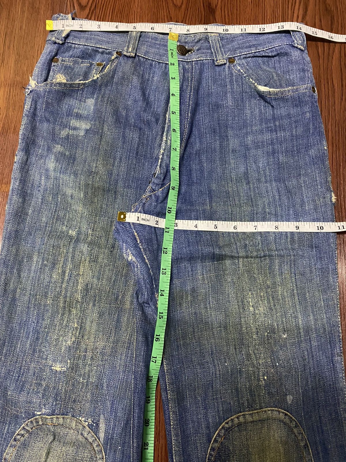 Japanese Brand Vintage Japanese Brand Dirty Thrashed Double Knee Jeans Size US 29 - 12 Thumbnail