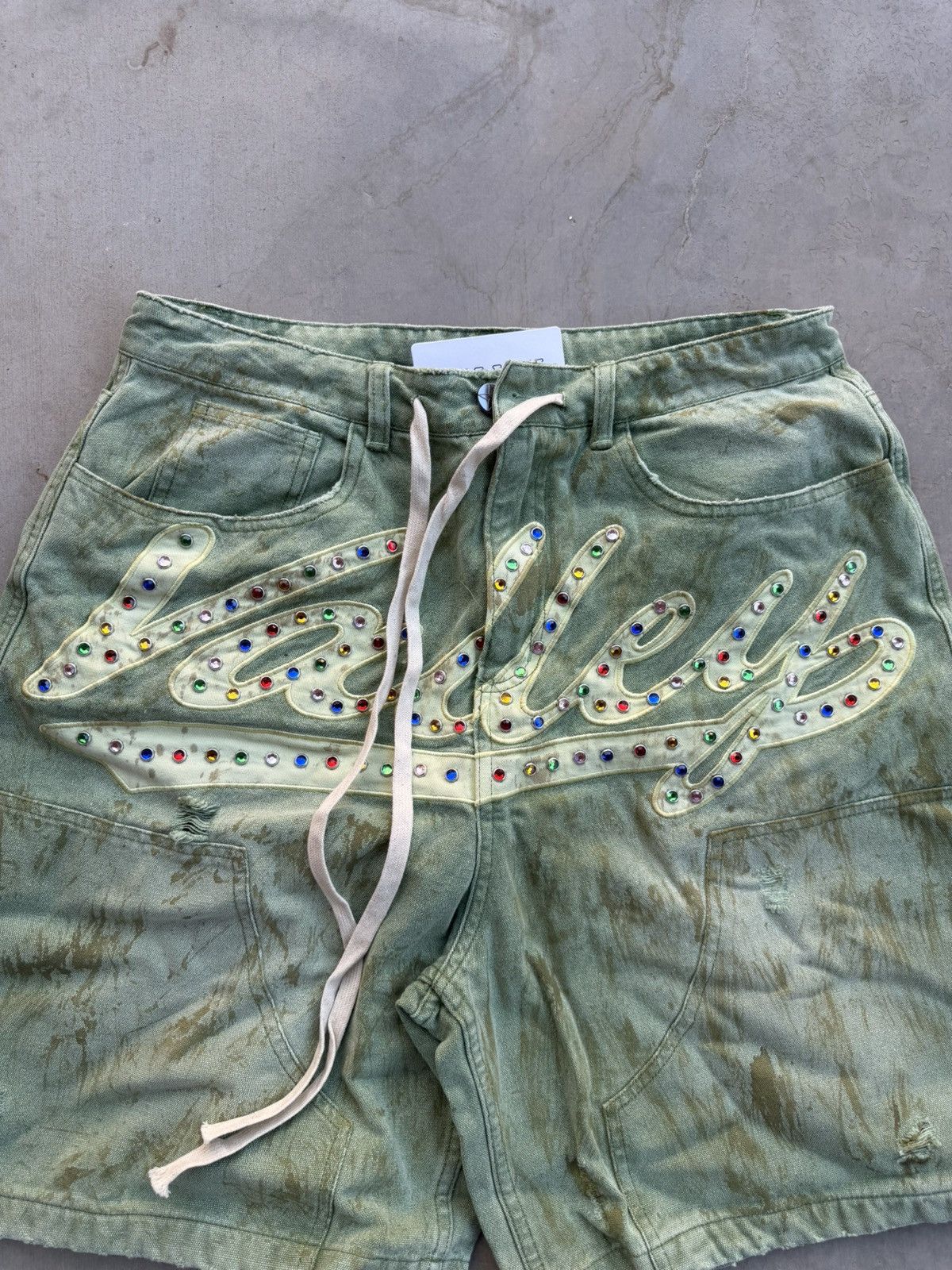 Vale Vale Forever Green Skittle Jorts – Rhinestone 30 New Size US 30 / EU 46 - 4 Thumbnail