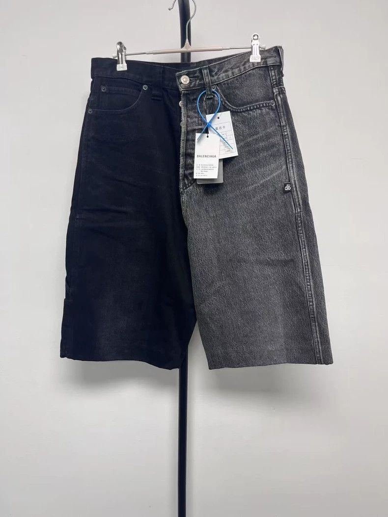 Balenciaga Patchwork straight-leg cropped pants denim shor