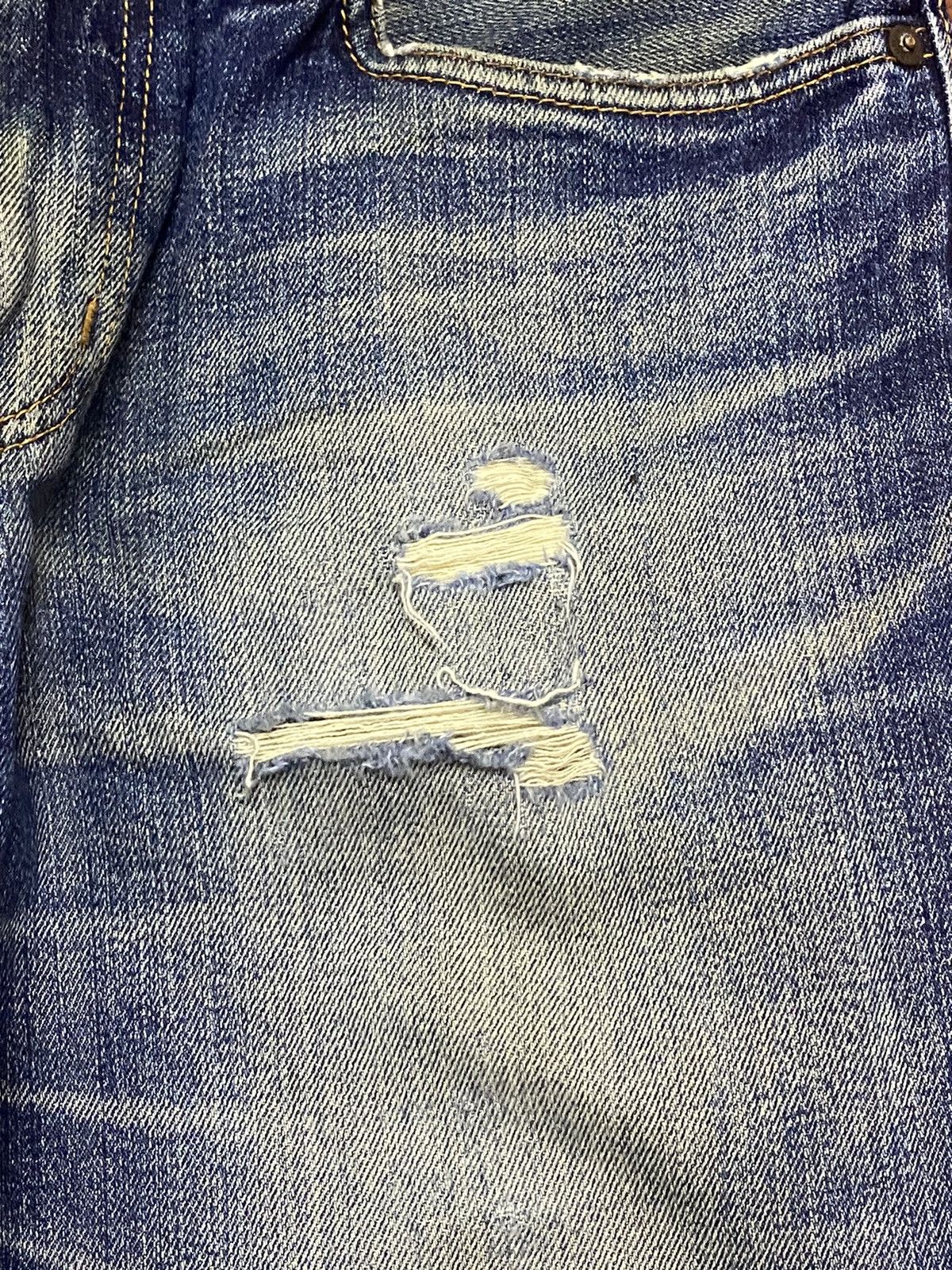 Japanese Brand Vintage Edwin503 Limited Blue Wash Distressed Loose Jeans Size US 31 - 8 Thumbnail